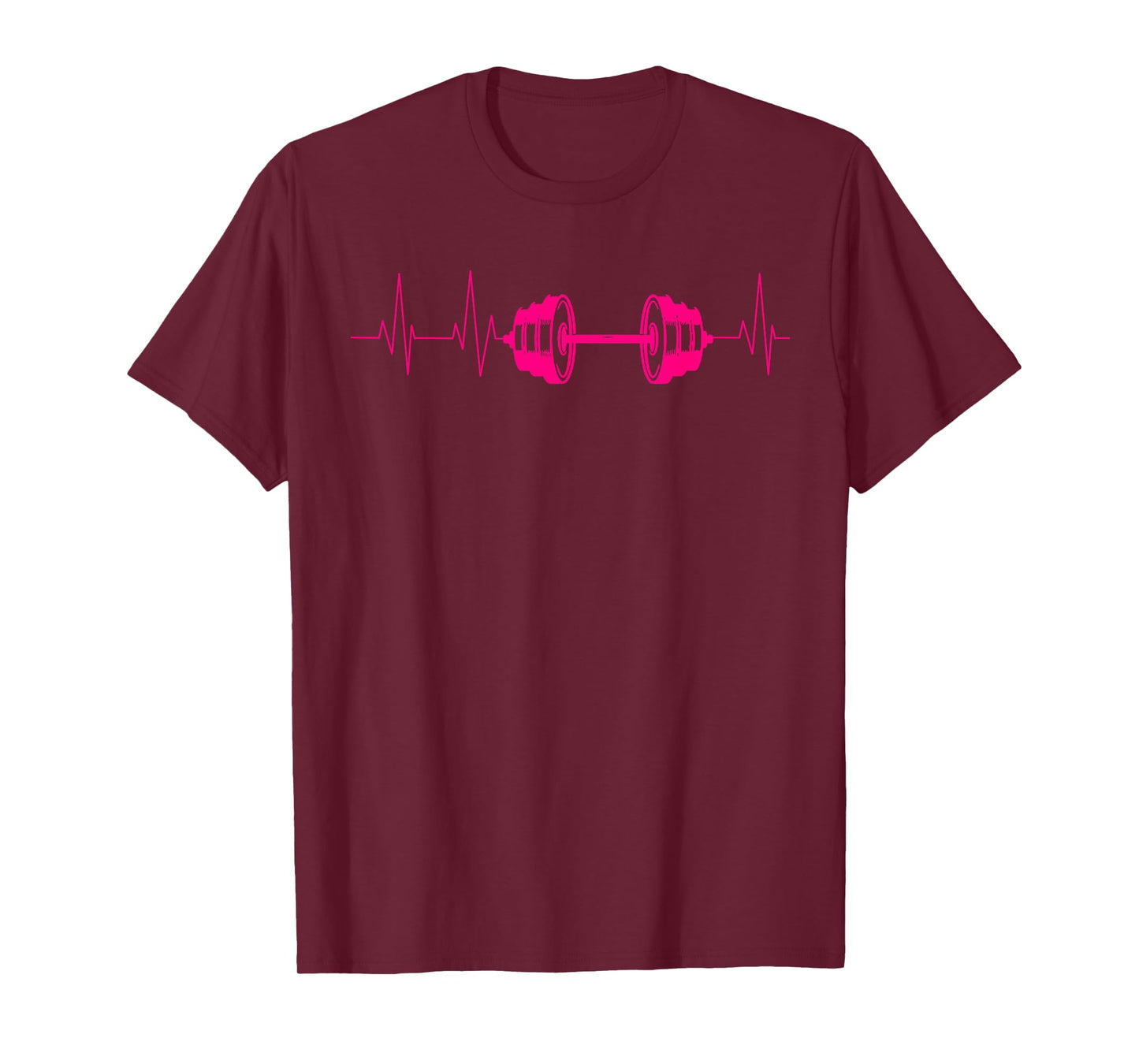 Cute Fitness Lover Gym Workout Heartbeat Designs Barbell Weightlifting Gift Men Women Cool Bodybuilding T-Shirt