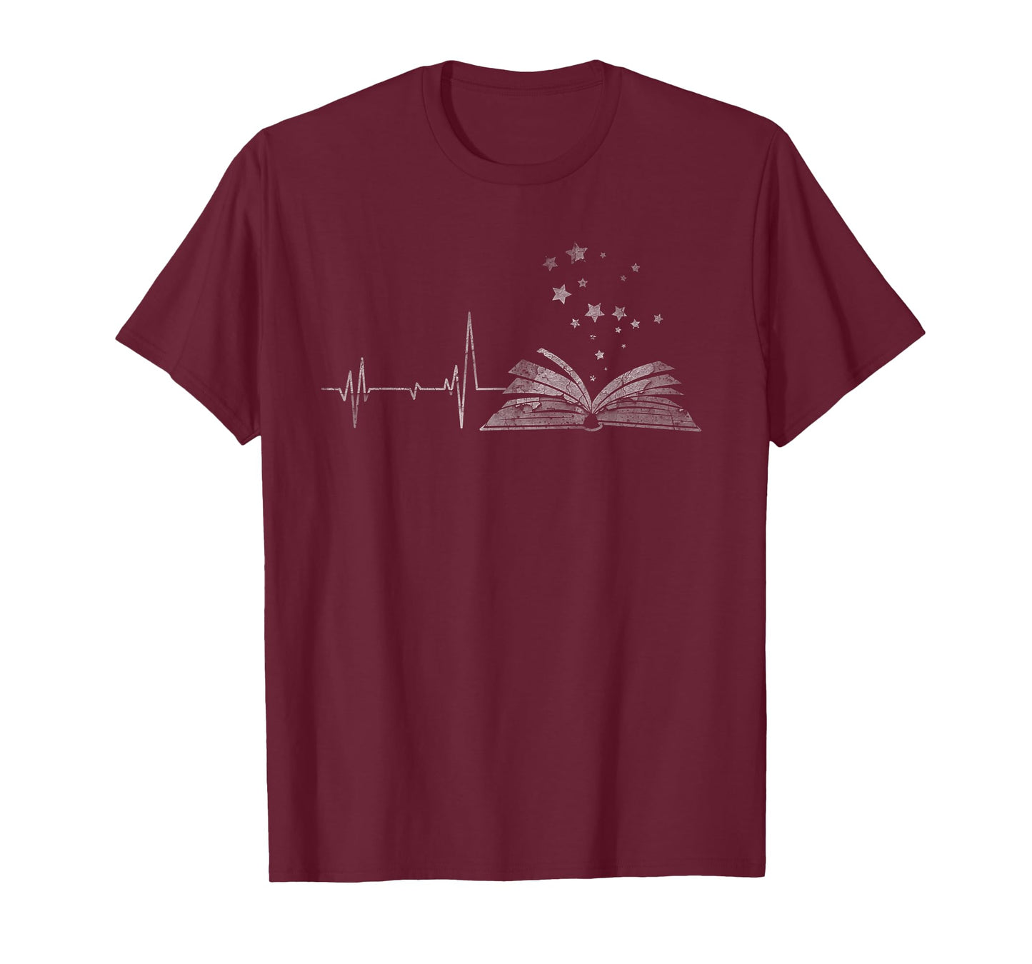 Vintage Retro Distressed Heartbeat Book Reader Lover Gift T-Shirt