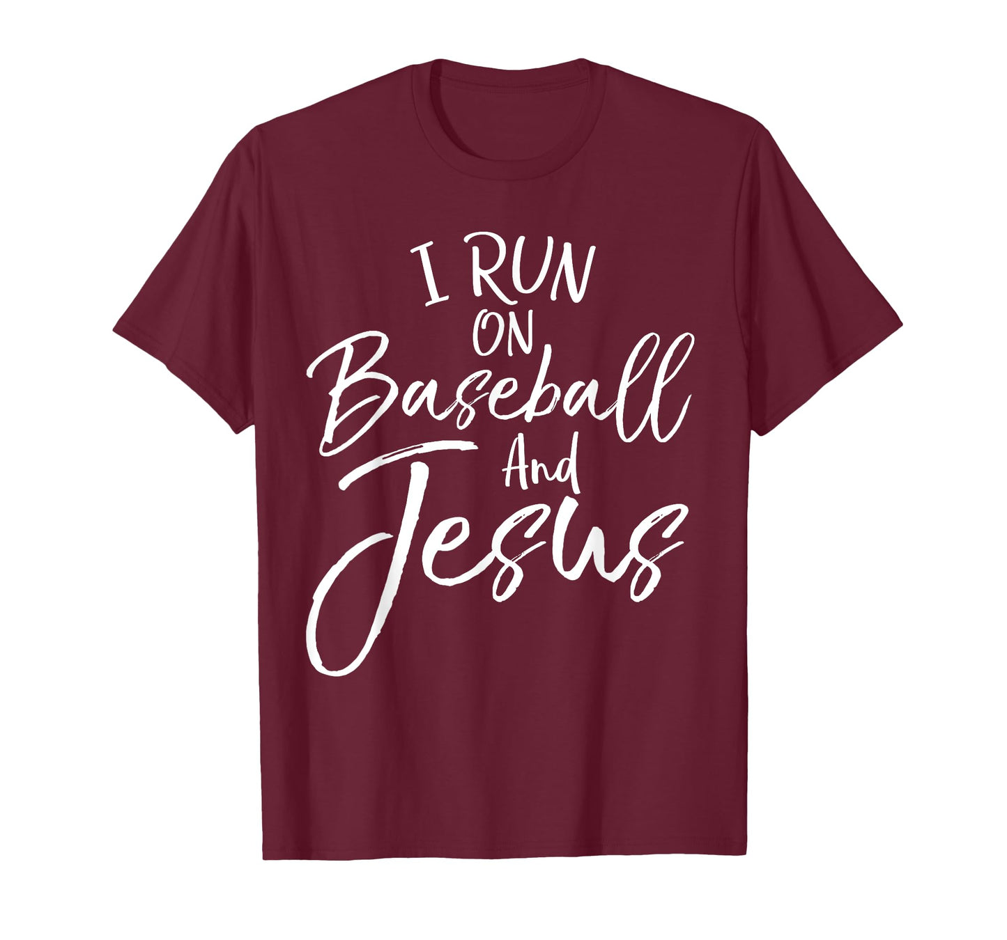 I Run on Baseball and Jesus Shirt Cool Christian Tee for Boy T-Shirt