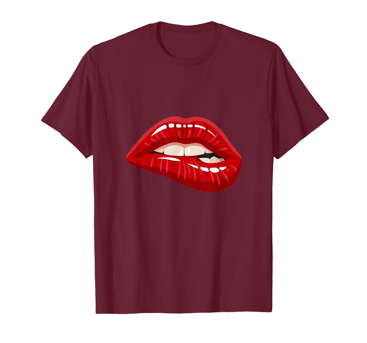 Men's Women's Graphic Tees - Red Biting Lips Short Sleeve T-Shirt
