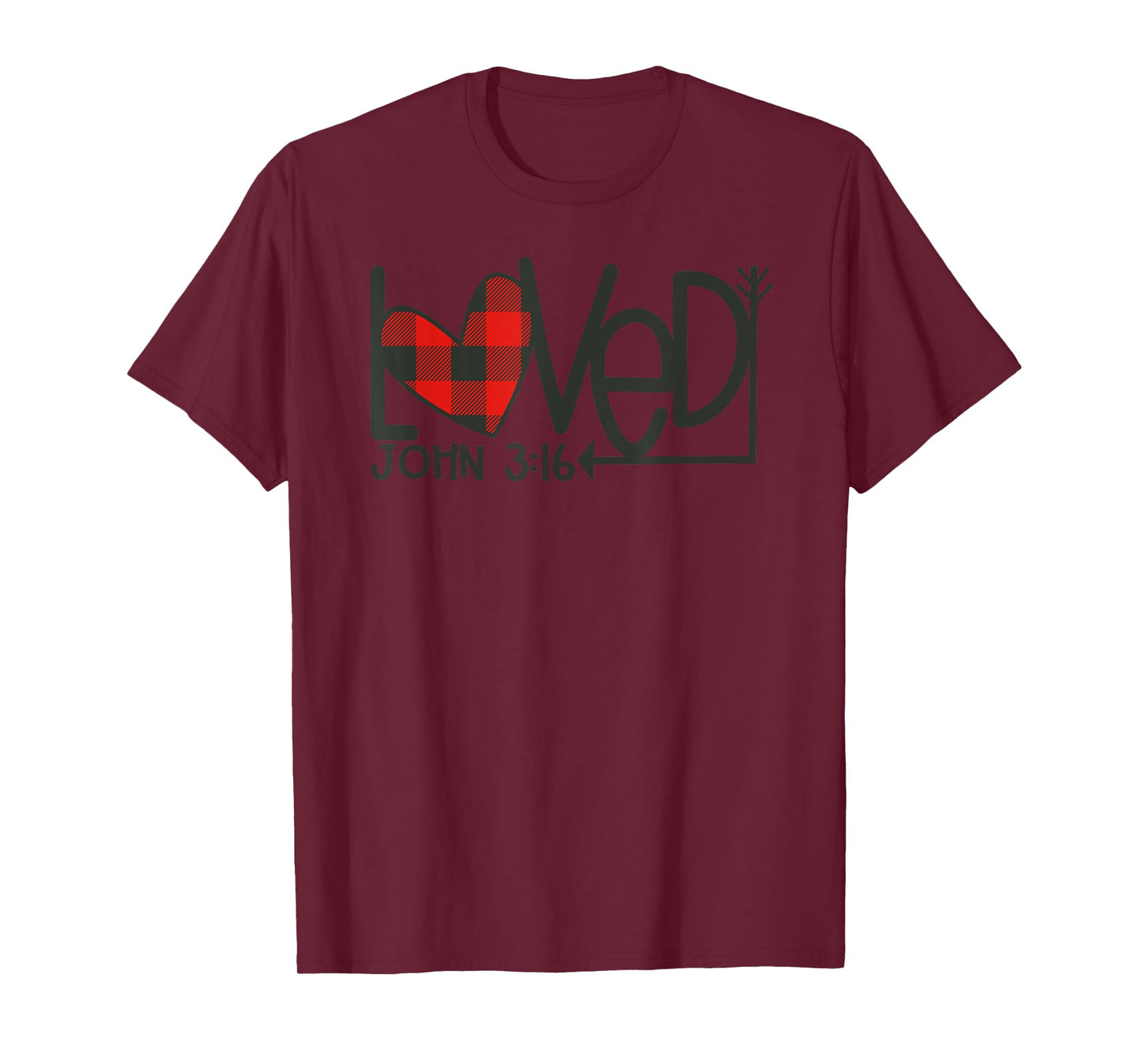 Loved John 3:16 Plaid Heart Christian Valentines Day T-Shirt