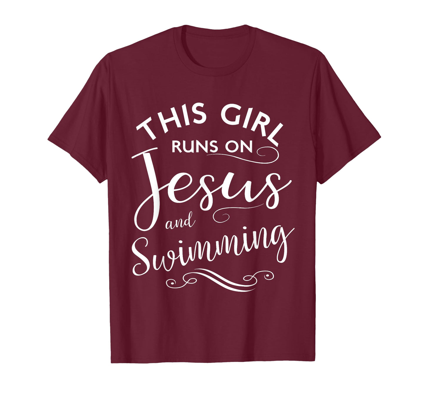 This Girl Runs On Jesus And Swimming Shirt Christian Sport T-Shirt