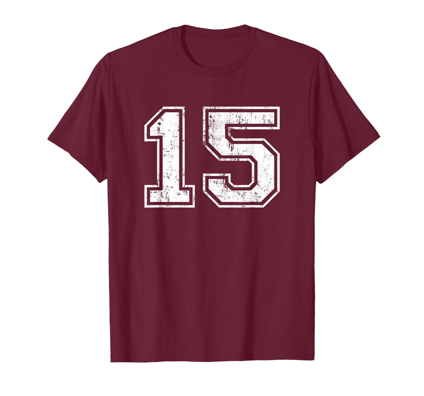 Number 15 Fifteen Distressed Vintage Sport Team Gym Training T-Shirt