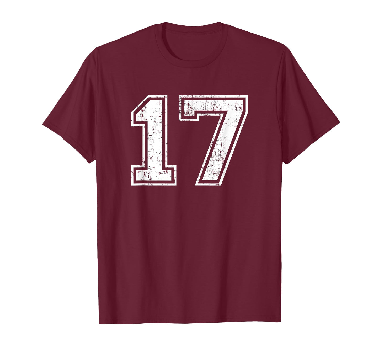Number 17 Distressed Vintage Seventeen Sports Team Training T-Shirt