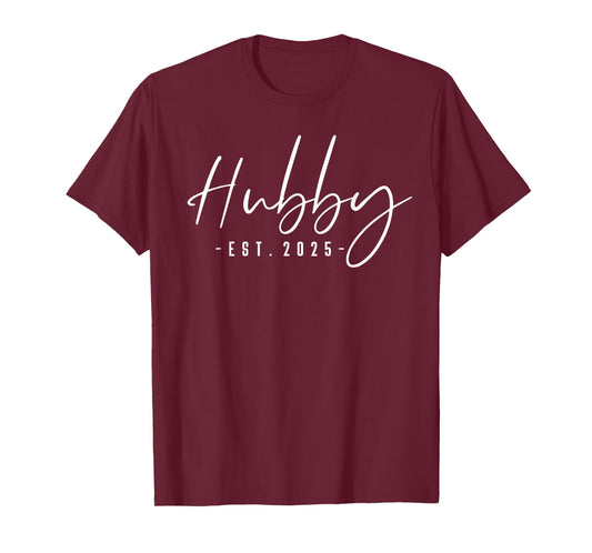 Hubby Est 2025 Just Married Honeymoon Husband Wedding Couple T-Shirt