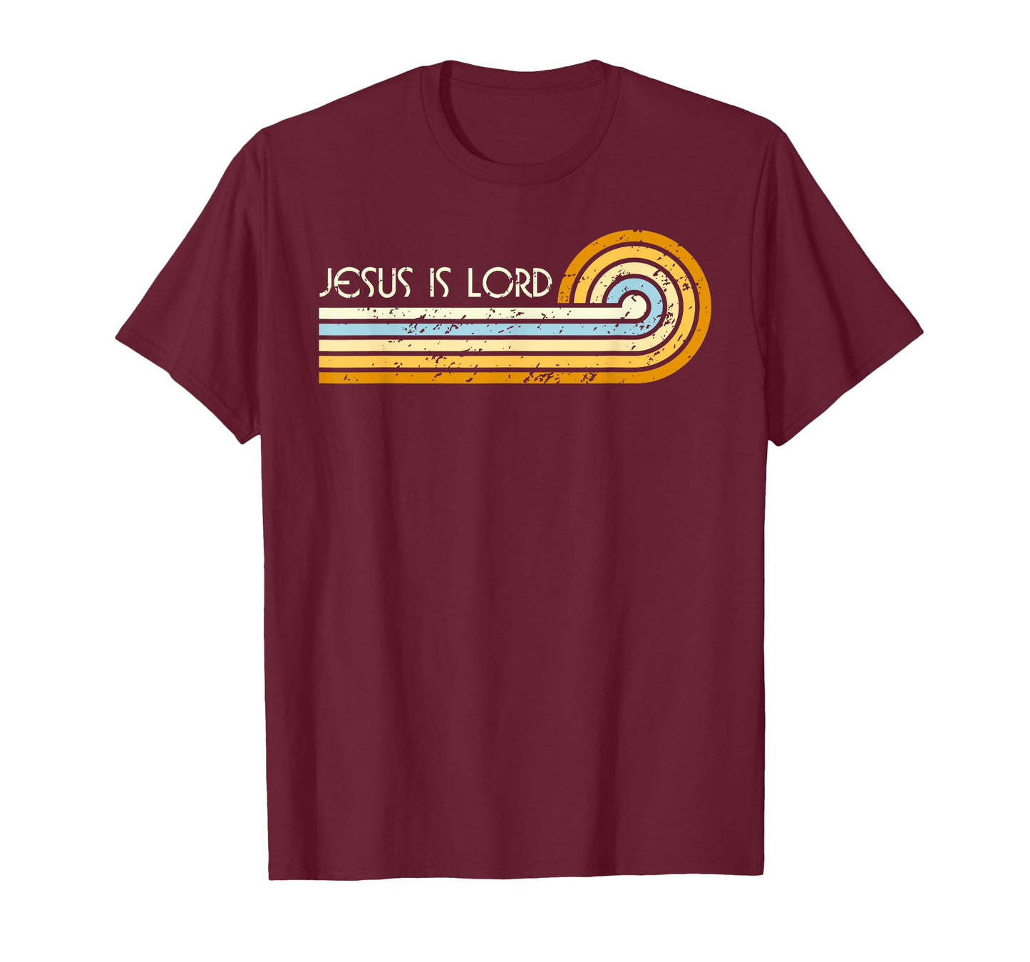 Retro Groovy 1970s 1980s Jesus is Lord Romans 10:9 T-Shirt