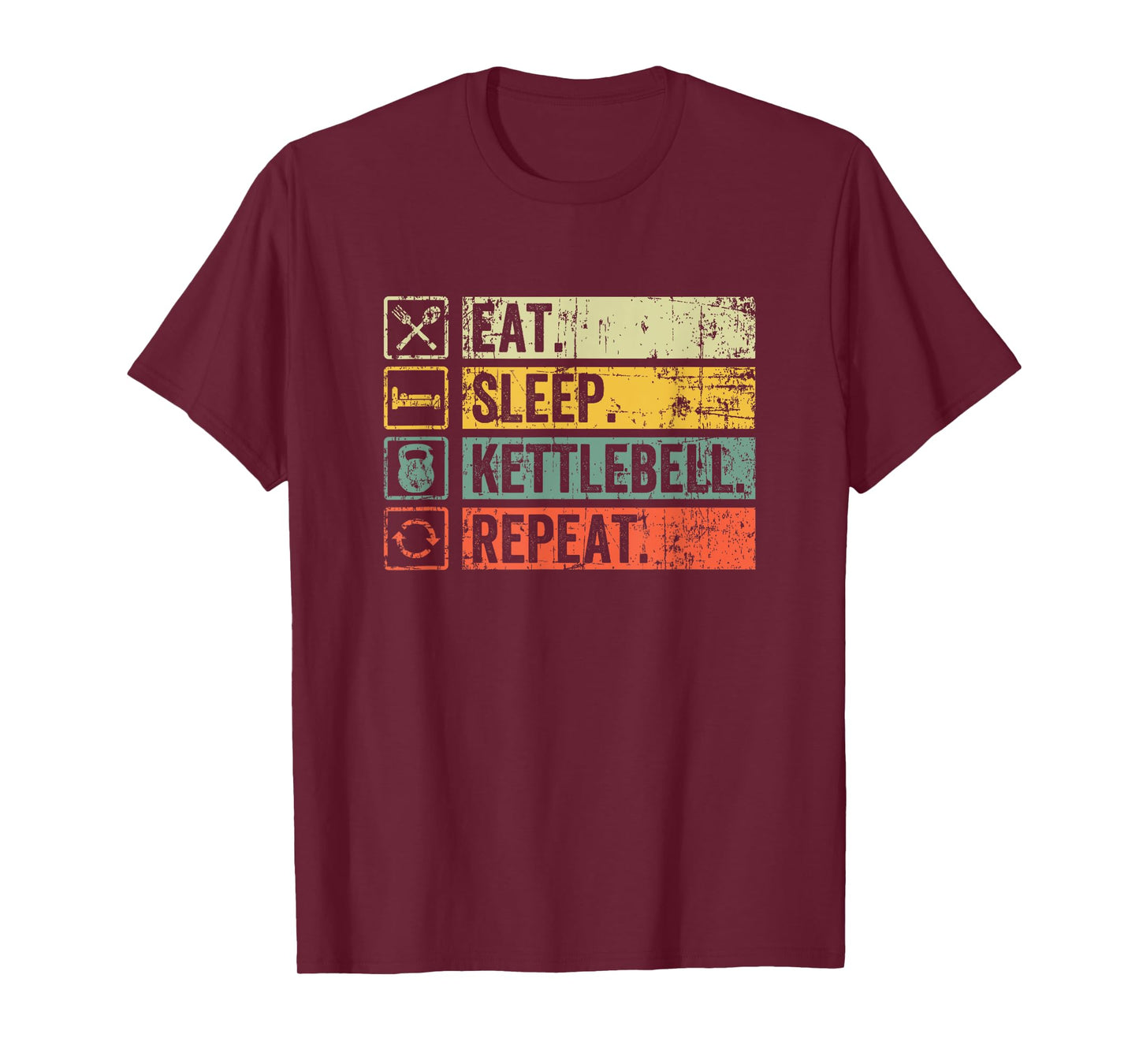 Retro Eat Sleep Kettlebell Repeat Fitness Gym For Women Men T-Shirt