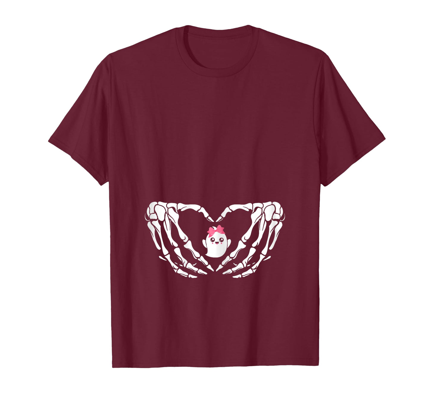 Halloween Pregnant Mom Cute Pink Bow Baby Girl Ghost New Mom T-Shirt