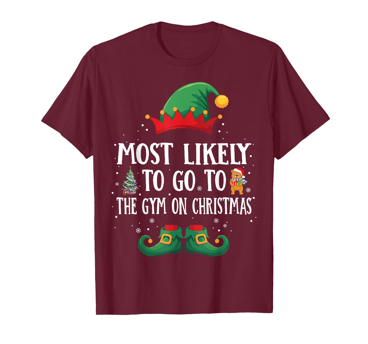 Most Likely To Go To The Gym Matching Christmas Elf T-Shirt