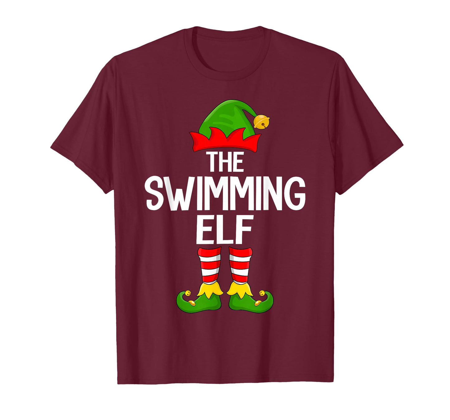 Swimming Elf Xmas Matching Family Elf Squad Christmas T-Shirt