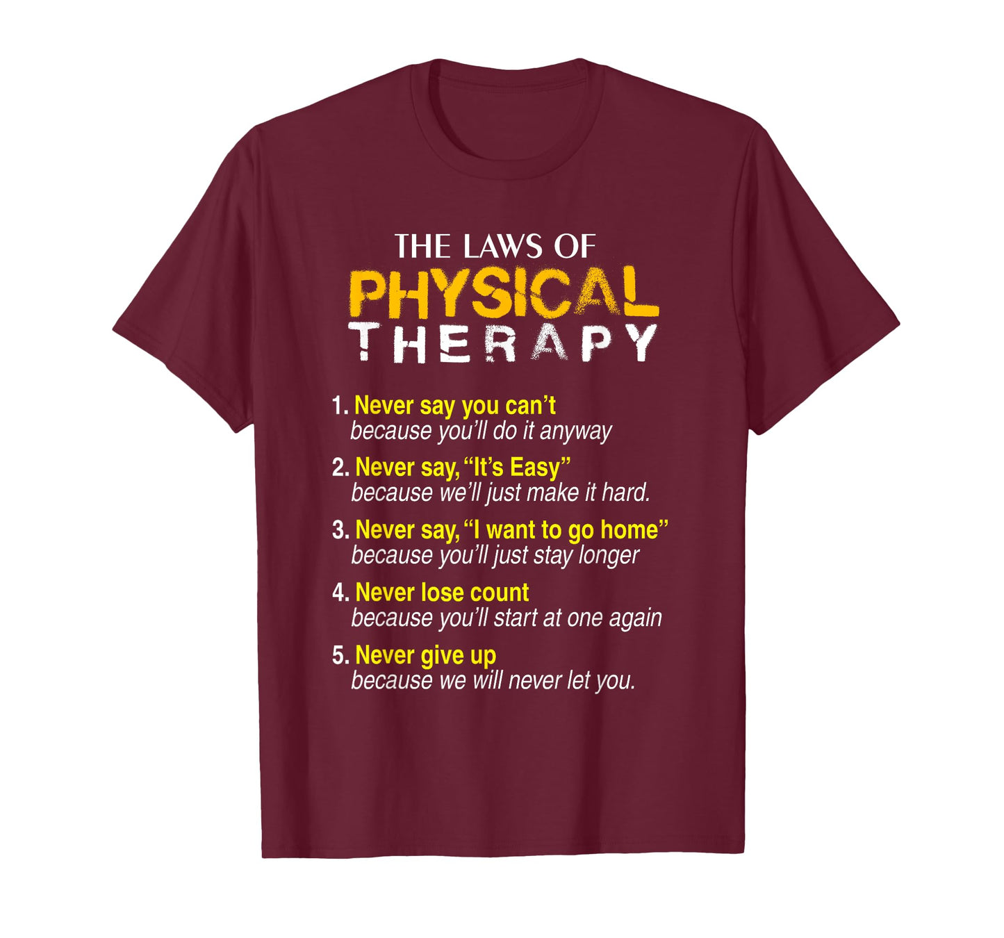 The Laws Of Physical Therapy Motivational Goals Pt Funny Tee T-Shirt