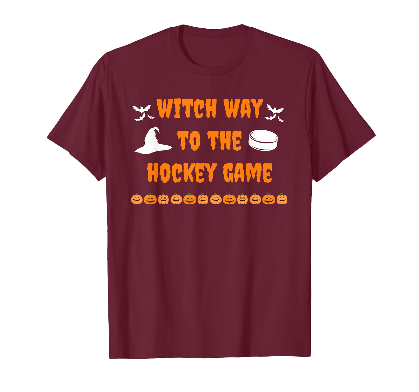 Witch Way to The Hockey Game Spooky Halloween Sports Funny T-Shirt