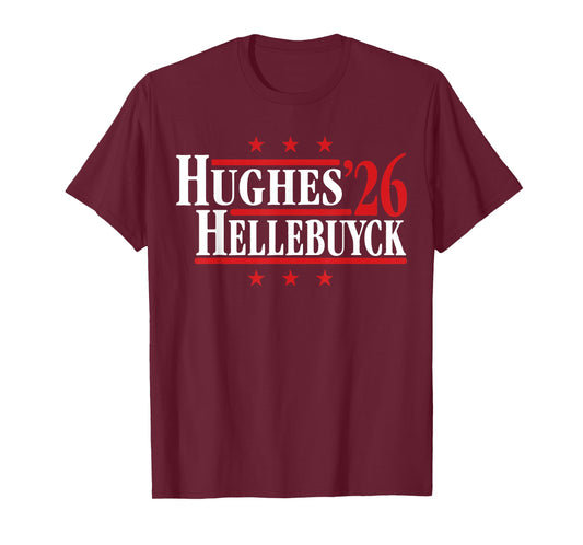 Hughes and Hellebuyck '26 T-Shirt - T-Shirt | Maroon