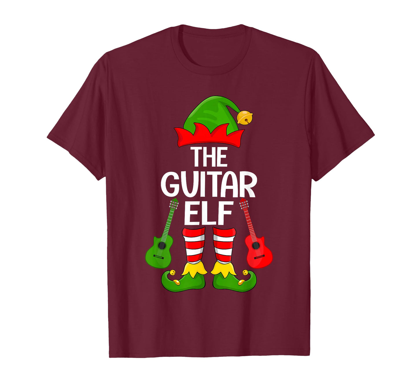Guitar Elf Xmas Family Matching Elf Squad Christmas T-Shirt