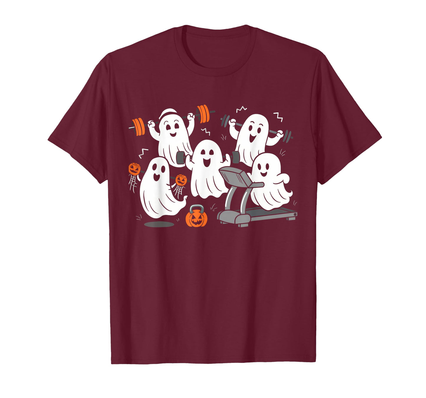 Working Out Ghost Gym Halloween Fitness Weightlifting T-Shirt