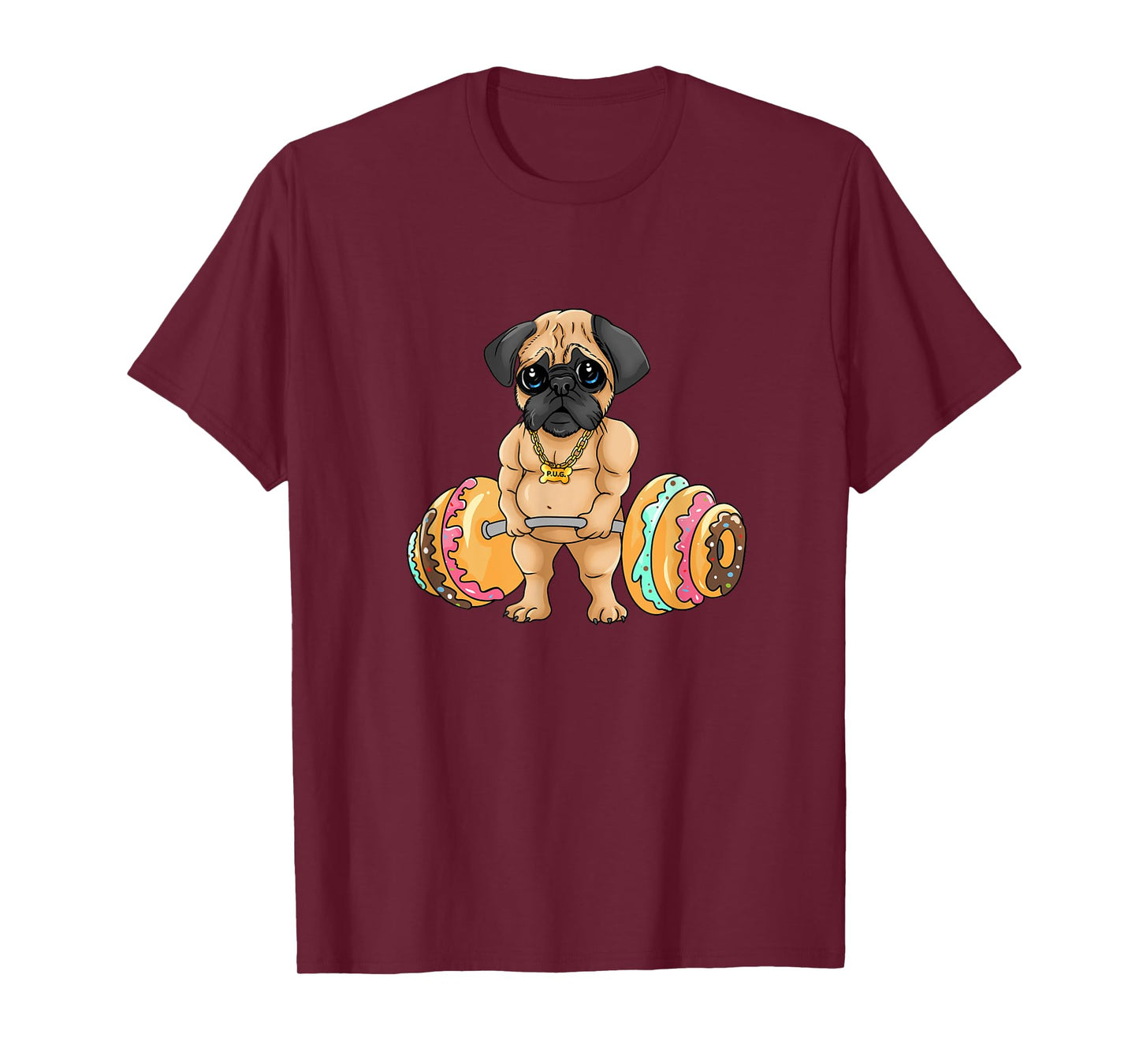 Pug Deadlifting Donuts, Fitness, Funny, Cute, Gym, Pug T-Shirt