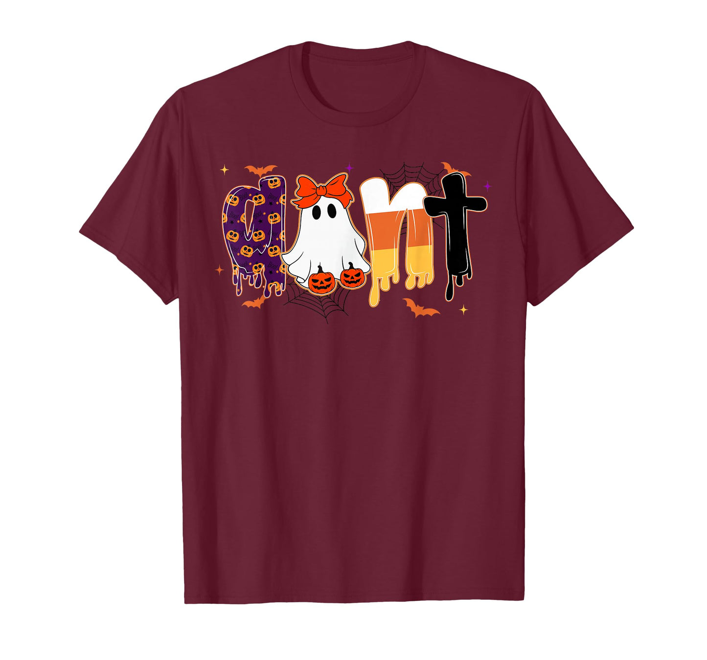 Preppy Halloween Candy Aunt, Funny Spooky Ghost Pumpkin Aunt T-Shirt