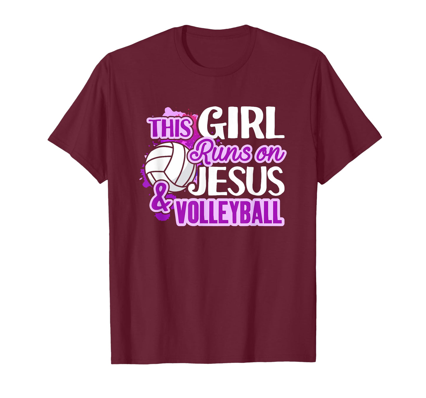 This Girl Runs On Jesus And Volleyball Christian Squad Gift T-Shirt