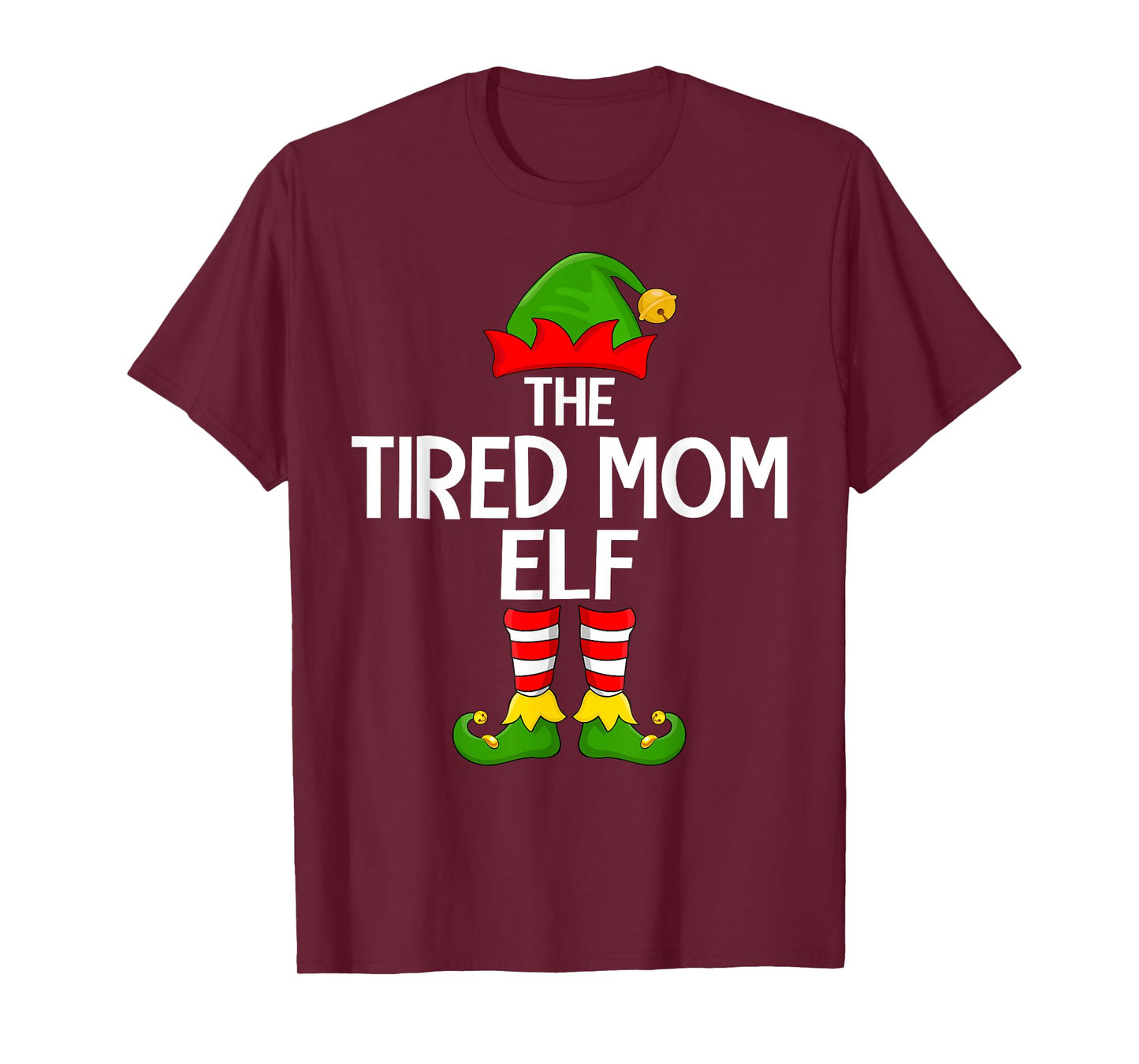 Tired Mom Elf Xmas Matching Family Elf Squad Christmas Women T-Shirt
