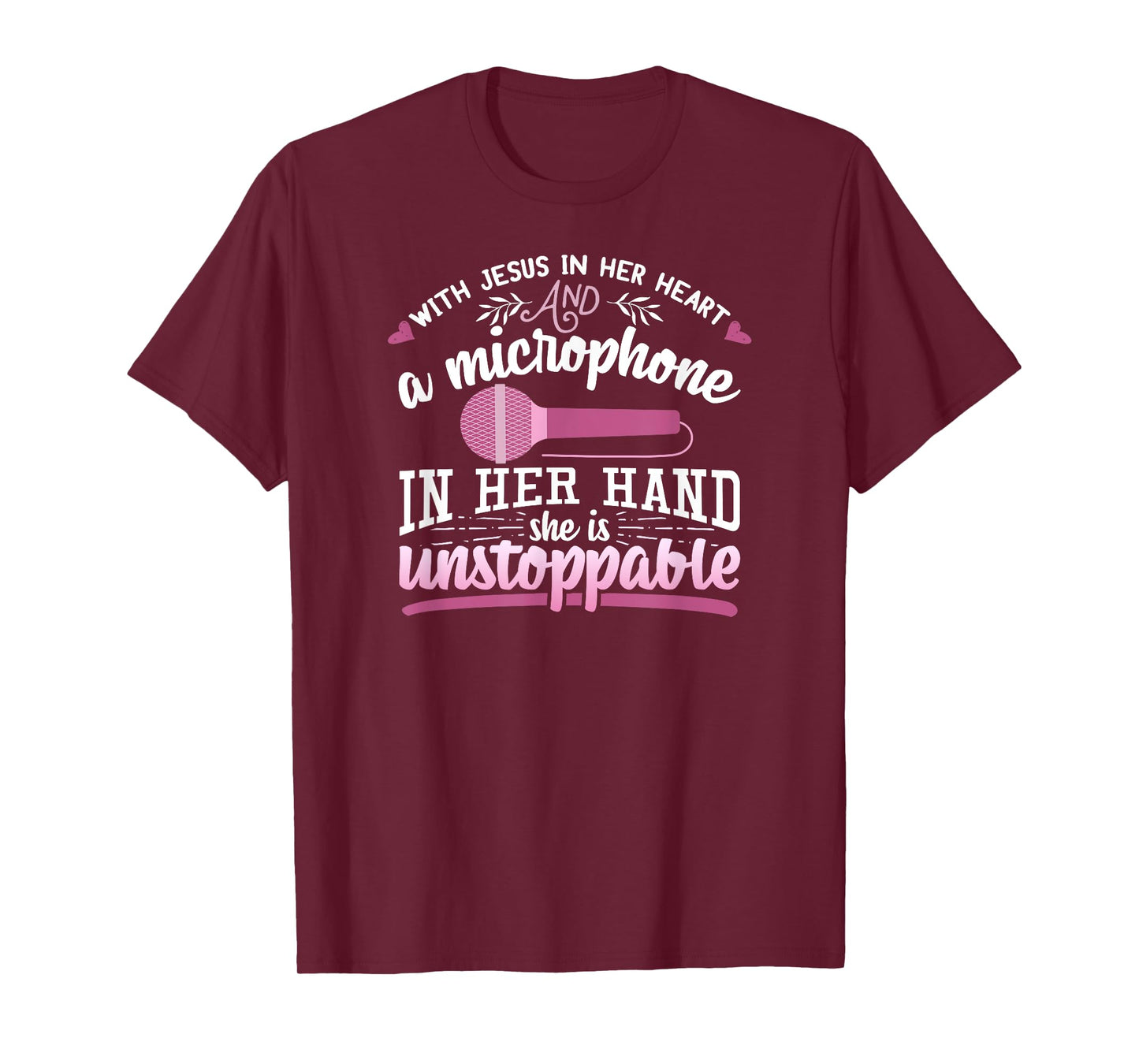 Christian Gospel Singer With Jesus In Her Heart Microphone T-Shirt