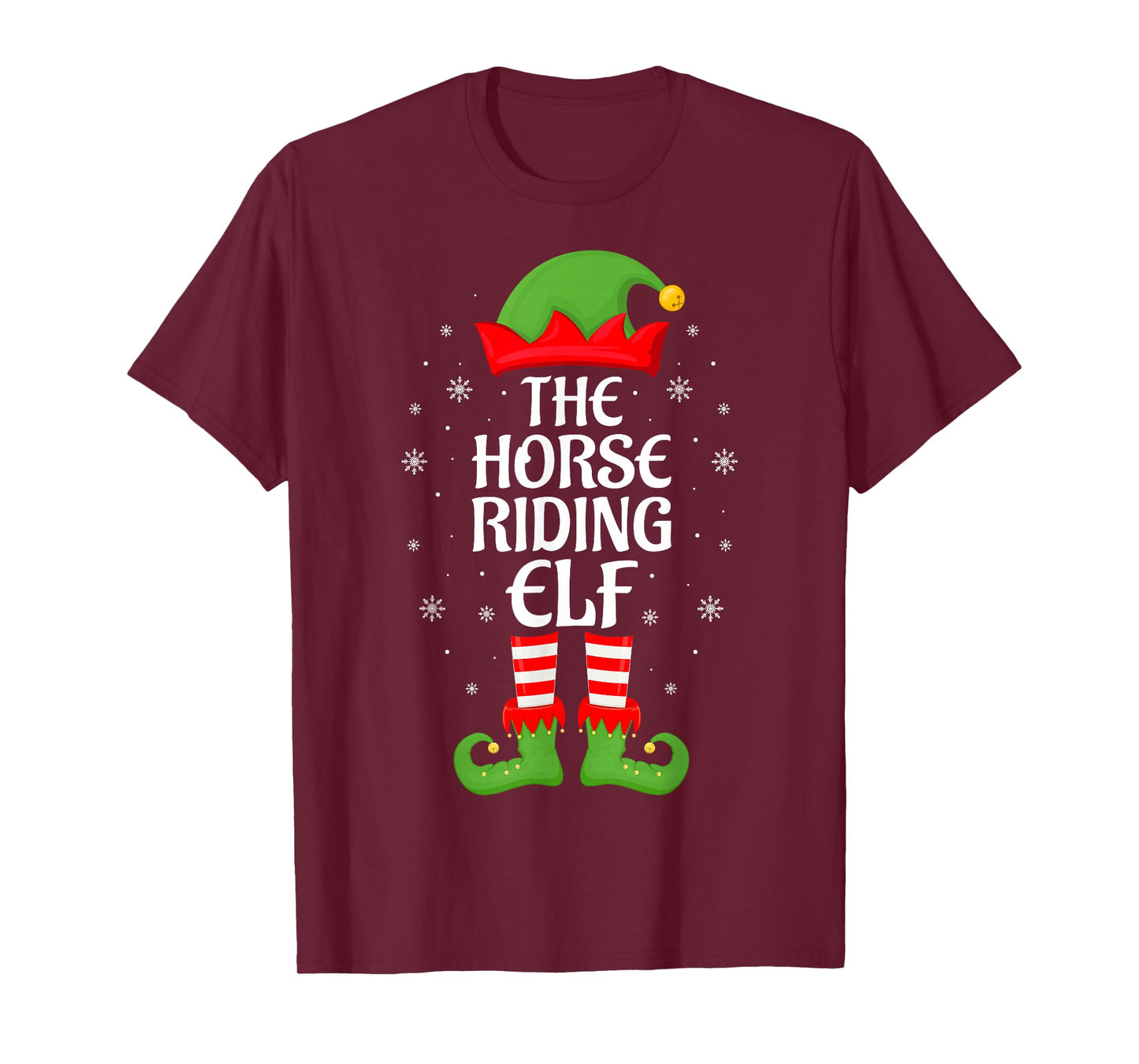 Horse Riding Elf Xmas Family Matching Elf Squad Christmas T-Shirt
