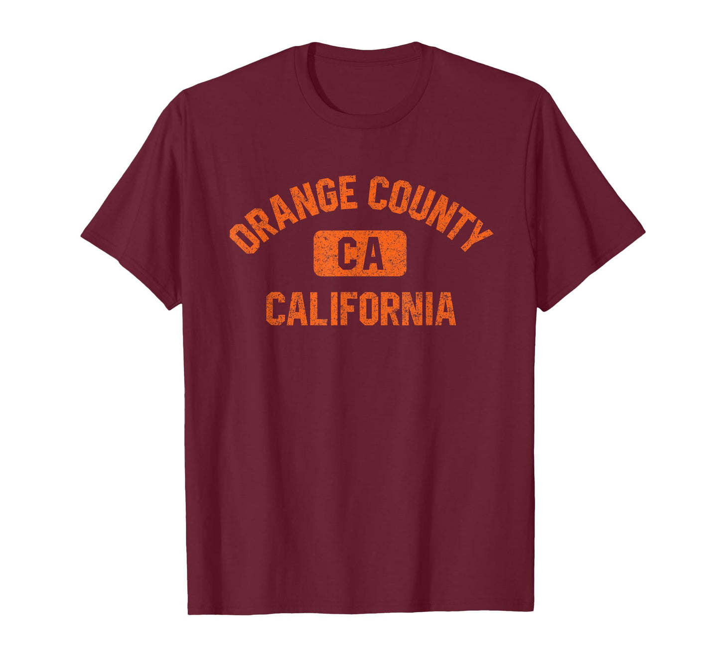 Orange County California Gym Style Distressed Orange Print T-Shirt