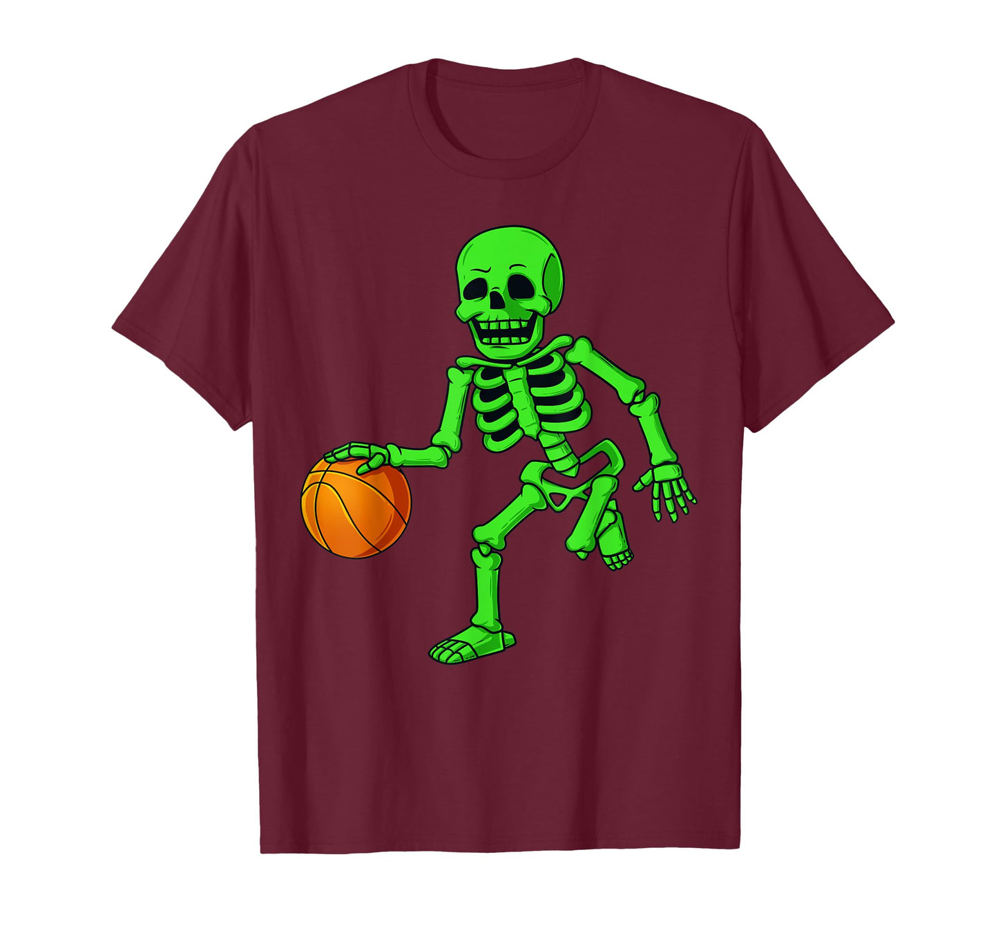 Halloween Skeleton Dribbling Basketball Boys Girls Kids T-Shirt