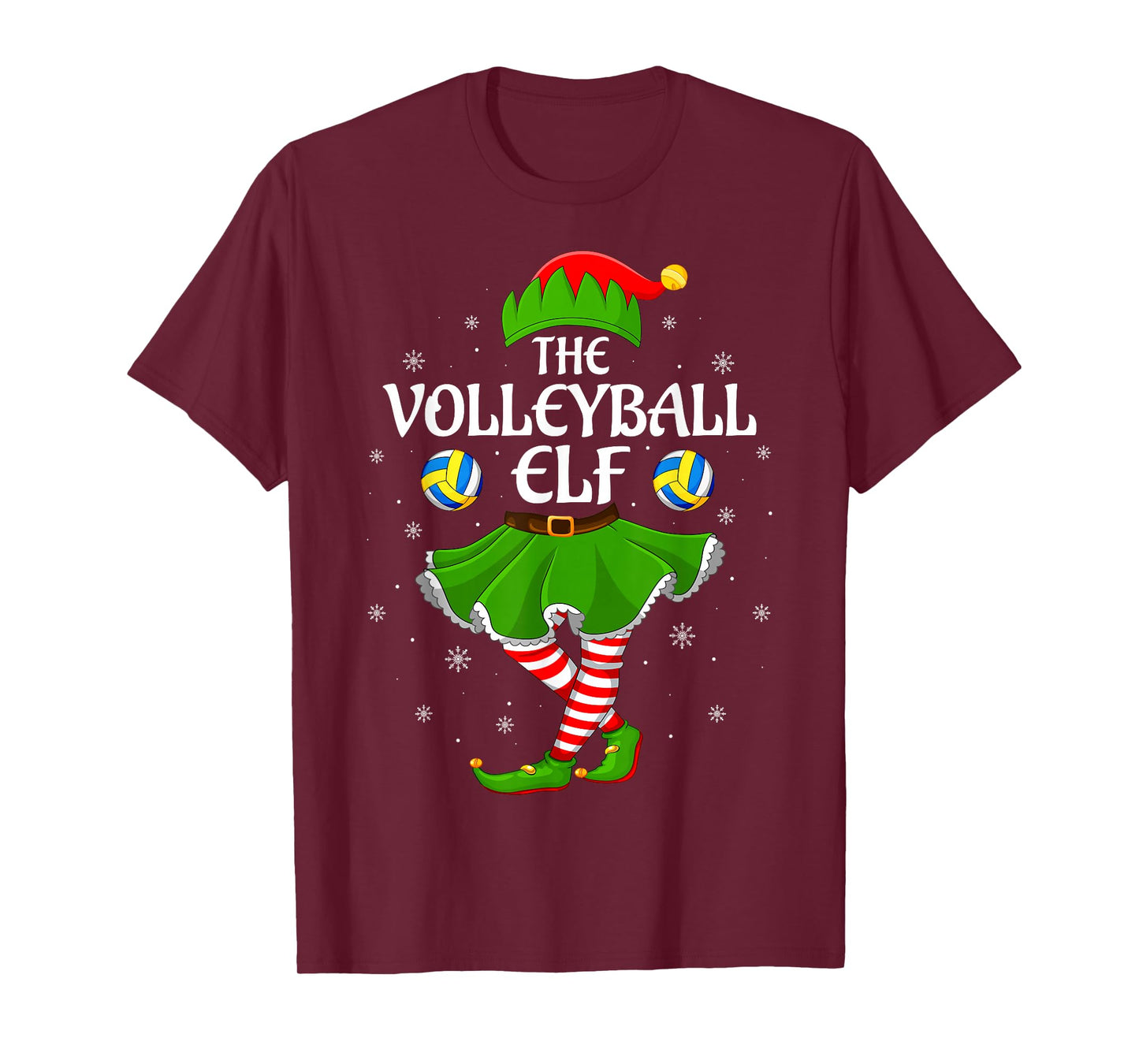 Volleyball Elf Christmas Family Girls Women Elf Squad Xmas T-Shirt