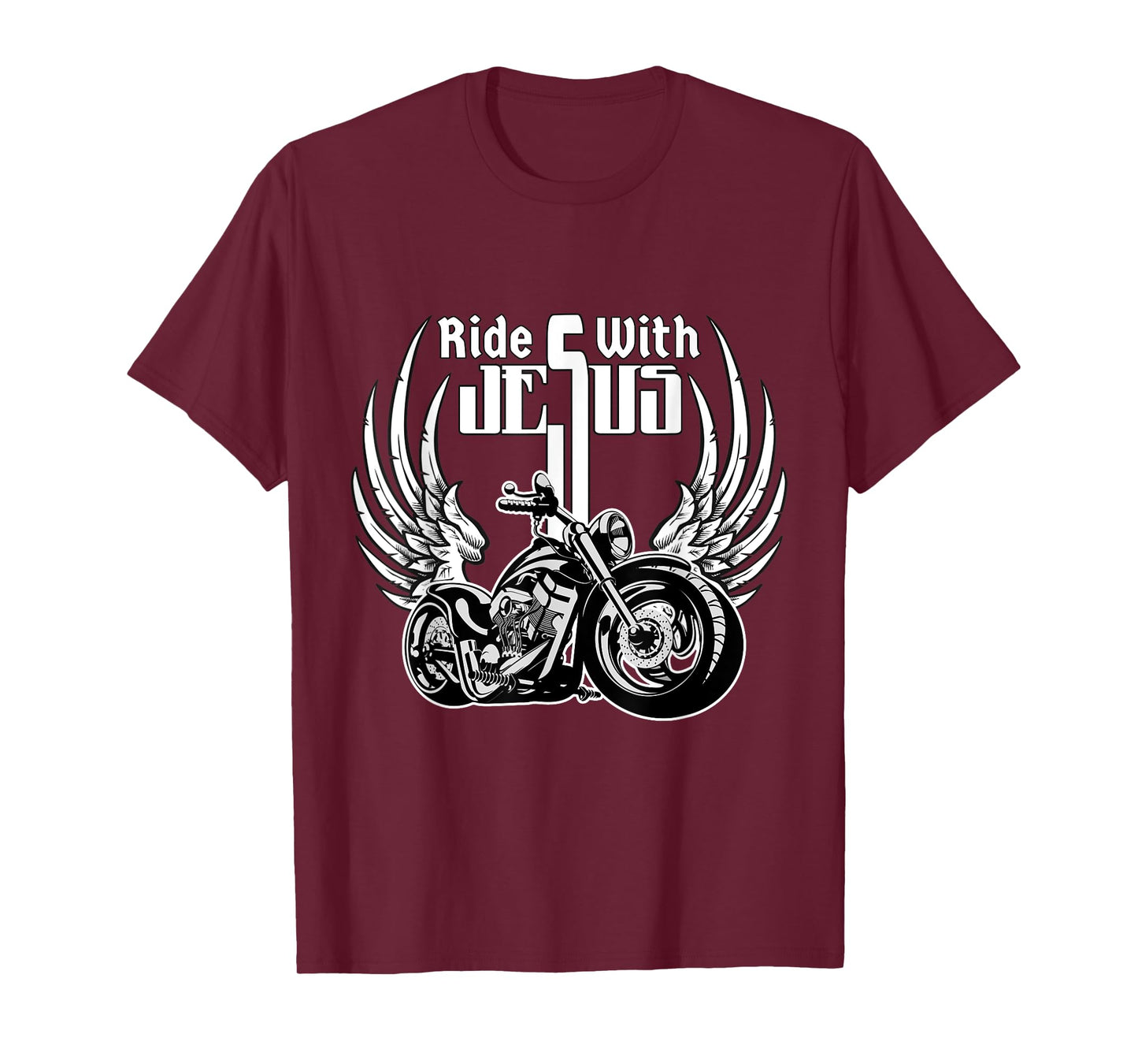 Ride With Jesus Christian Biker Men Women Kids Motorcycle T-Shirt