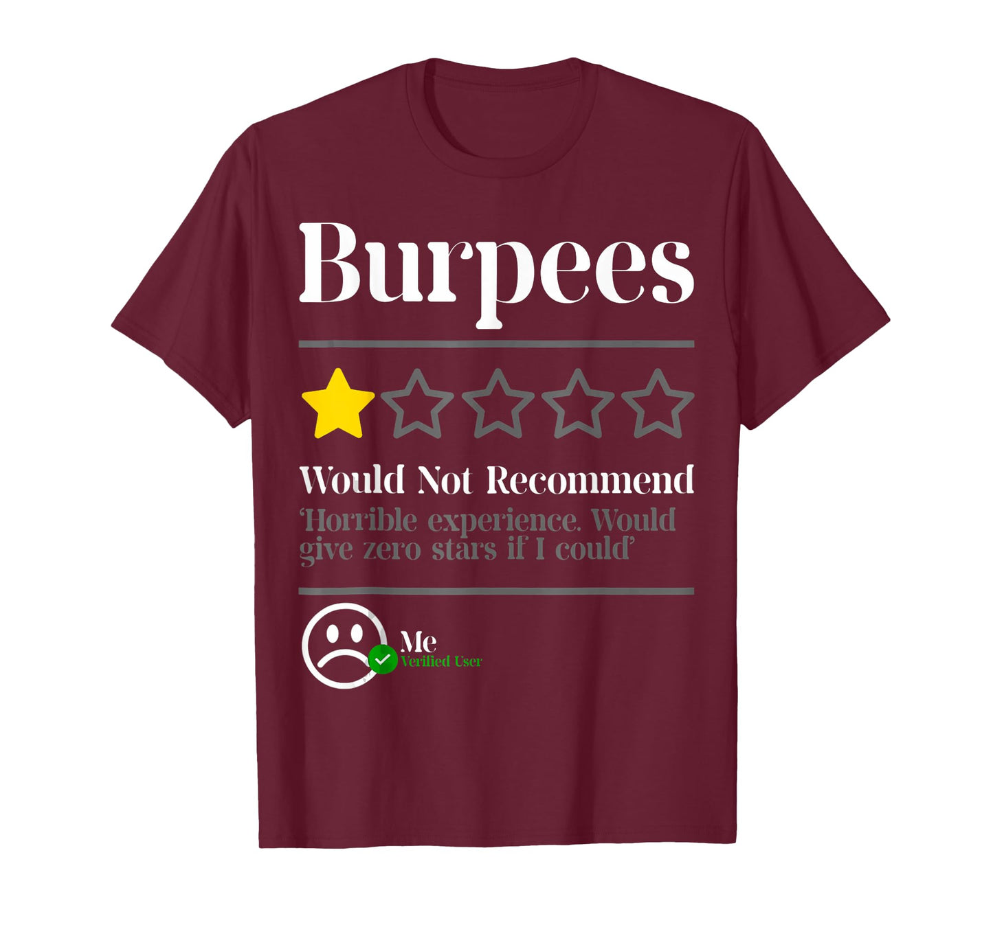 Burpees Do Not Recommend Star Rating Funny Gym Workout T-Shirt