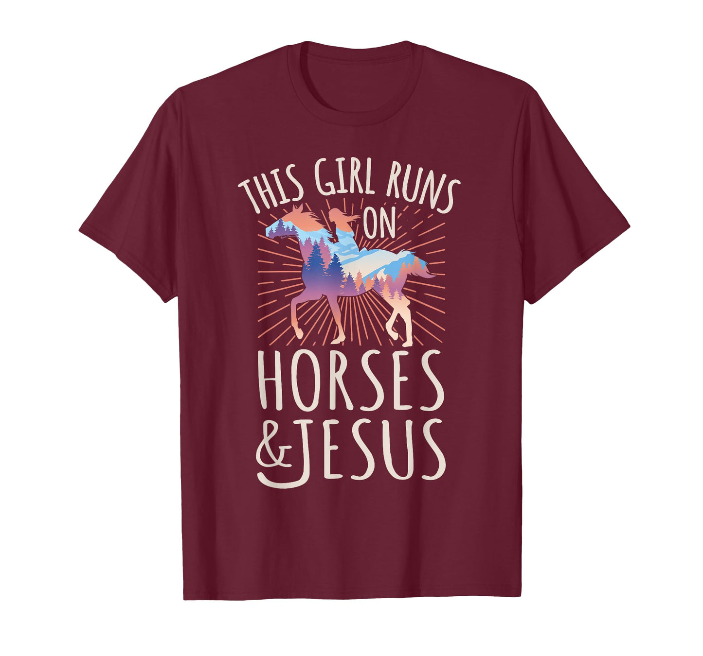 Horse Rider - This Girl Runs On Horses And Jesus T-Shirt