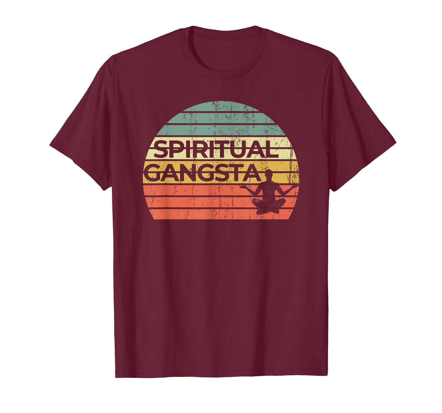 Vintage Retro Sunset Funny Yoga | Spiritual Gangsta T-Shirt