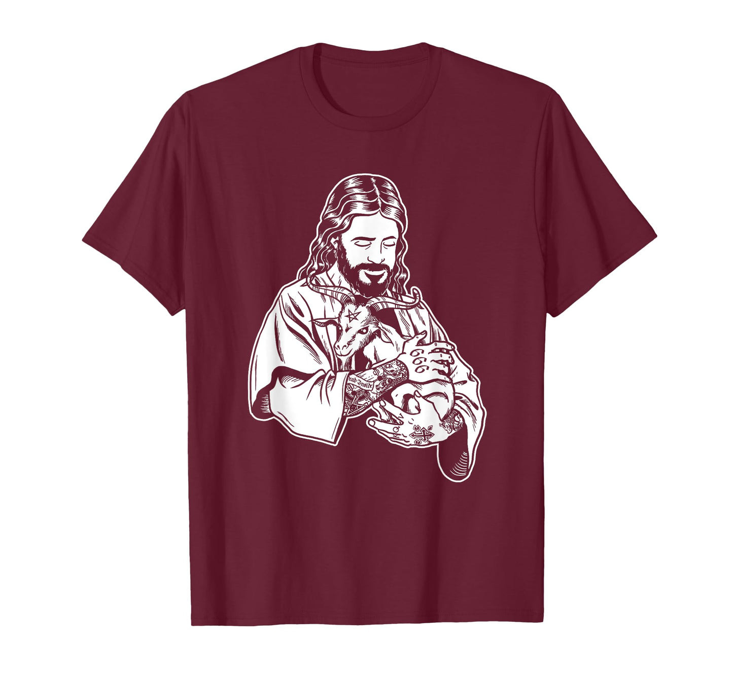Blackcraft Jesus Loves Satan Baphomet goat T-Shirt Atheist T-Shirt