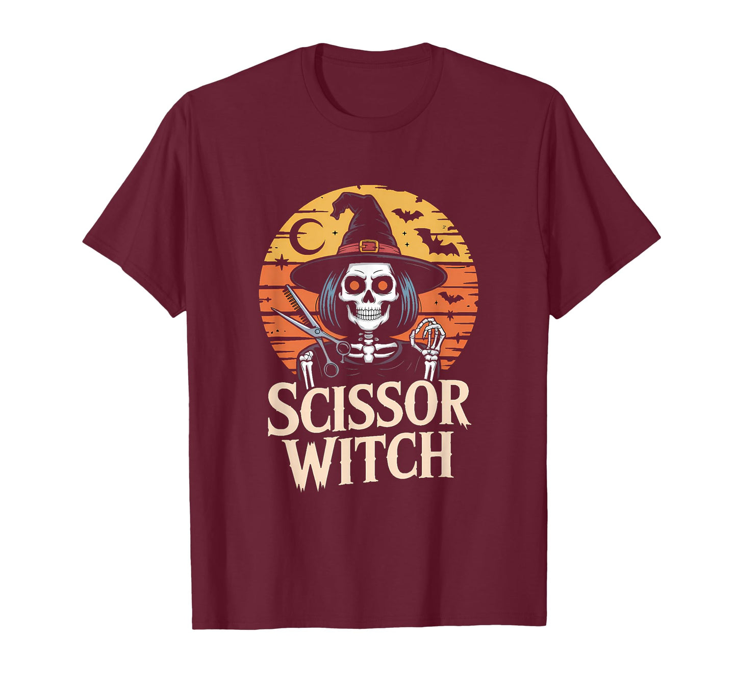 Scissor Witch Design for Tattooed Hairstylist Halloween T-Shirt