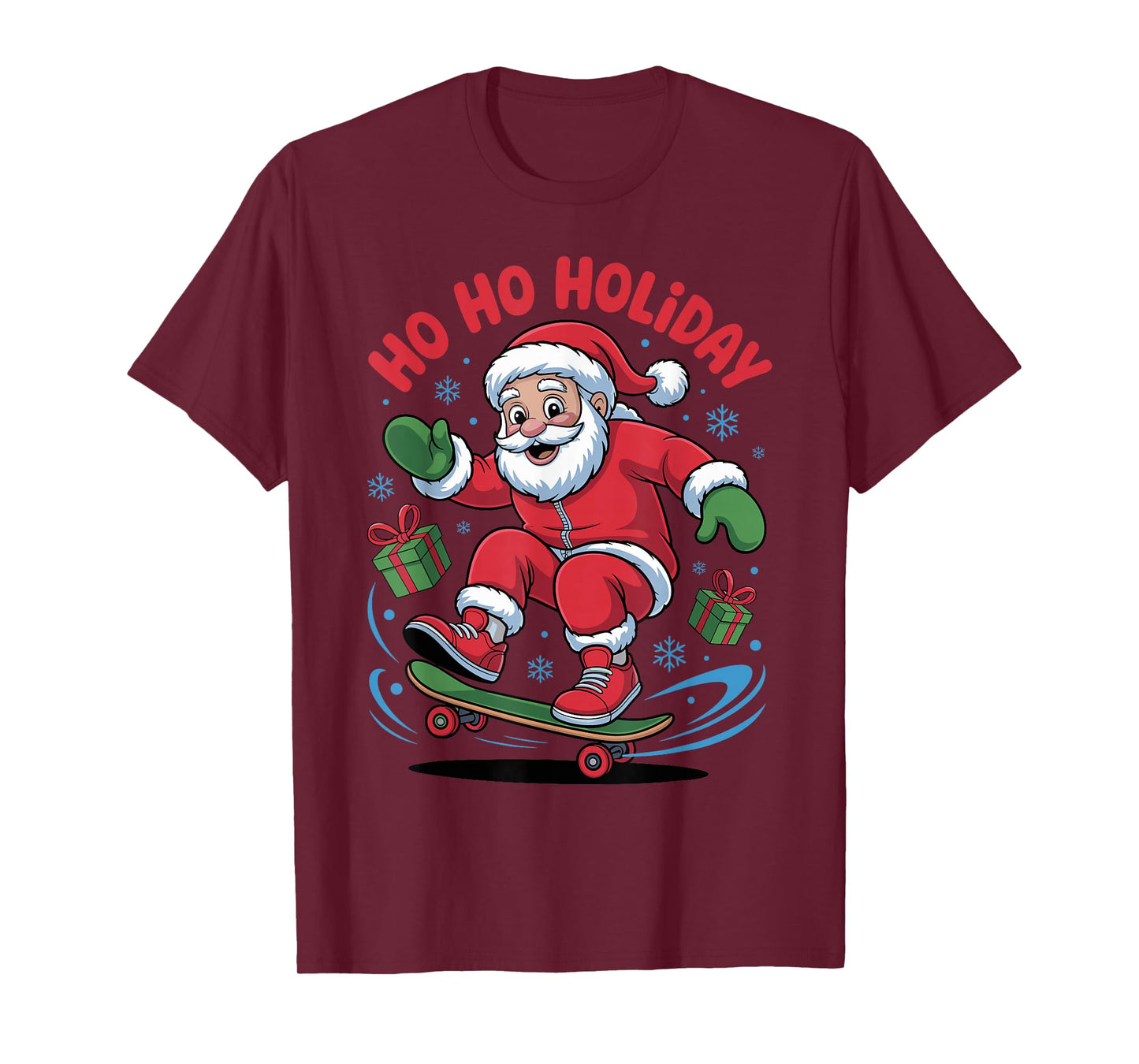 Santa Skater Skateboarding Lover Funny Christmas Xmas Pajama T-Shirt