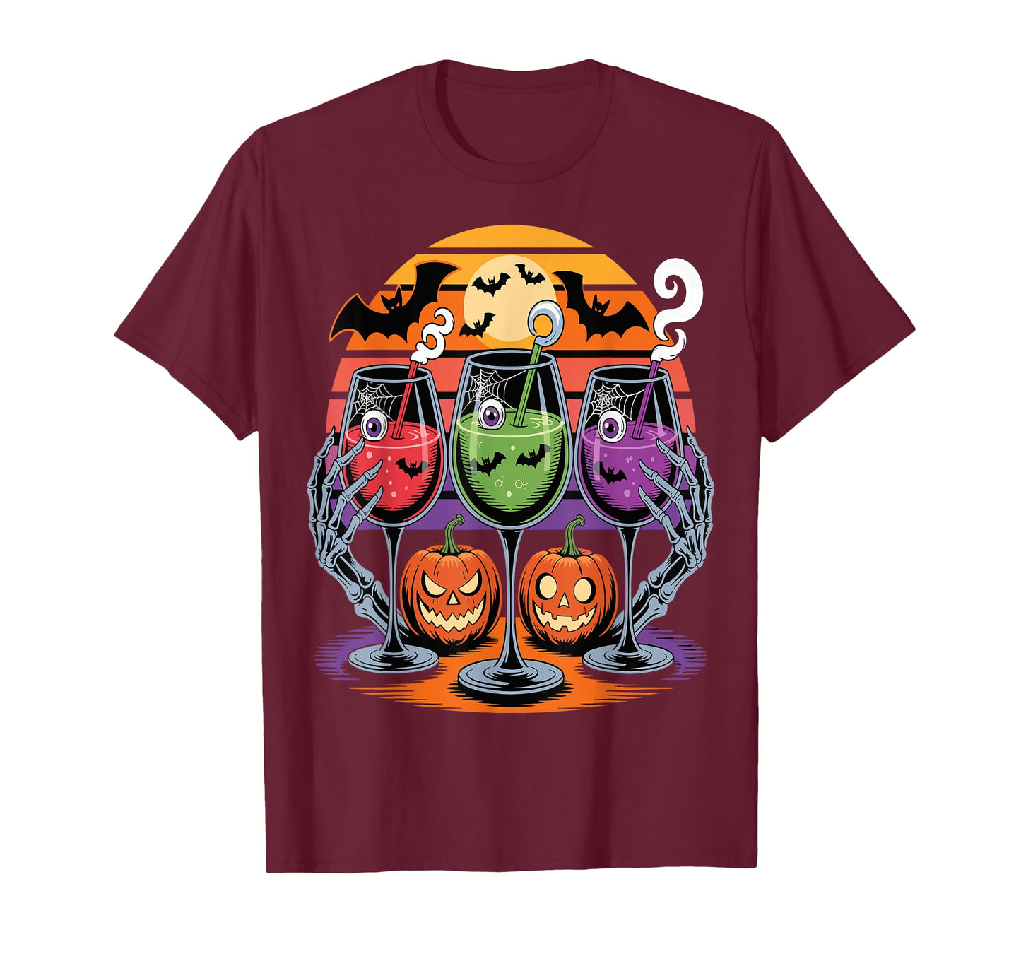 Glasses of Wine Halloween Costume Funny Spooky Tee T-Shirt