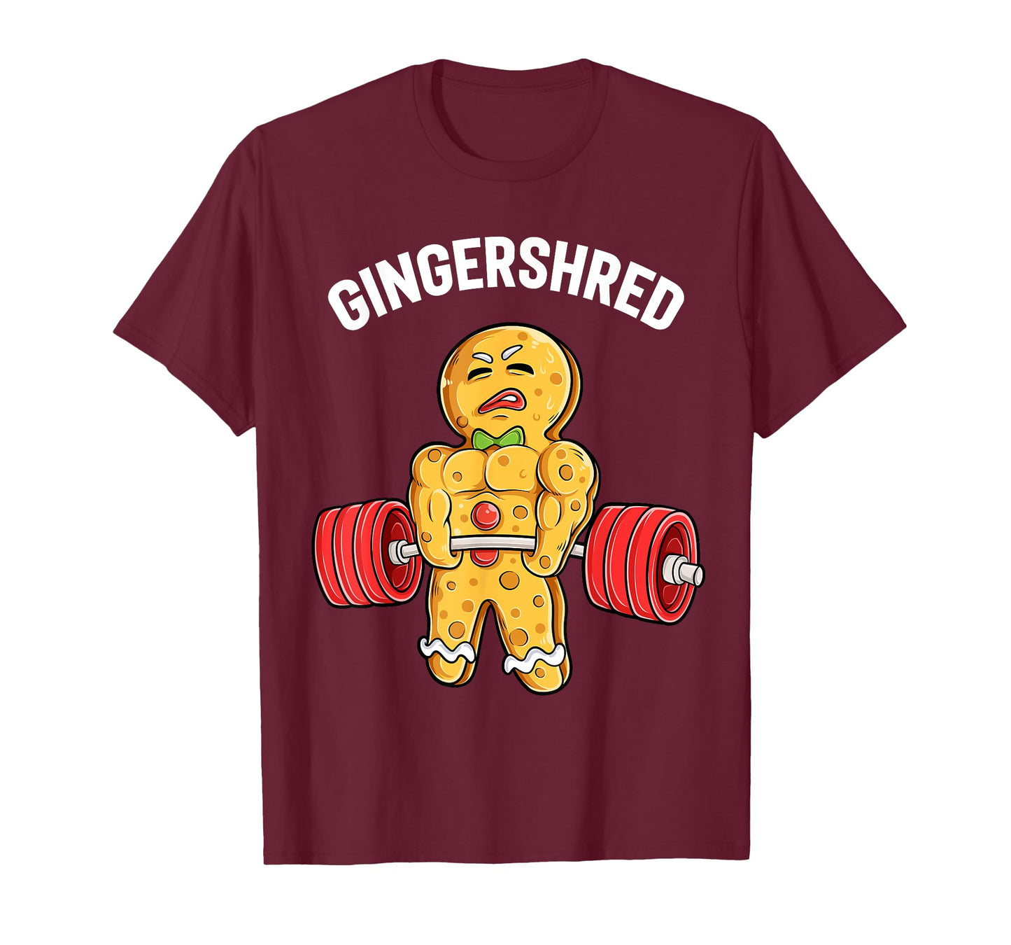 Gingershred Funny Gingerbread Man Gym Bodybuilding Christmas T-Shirt
