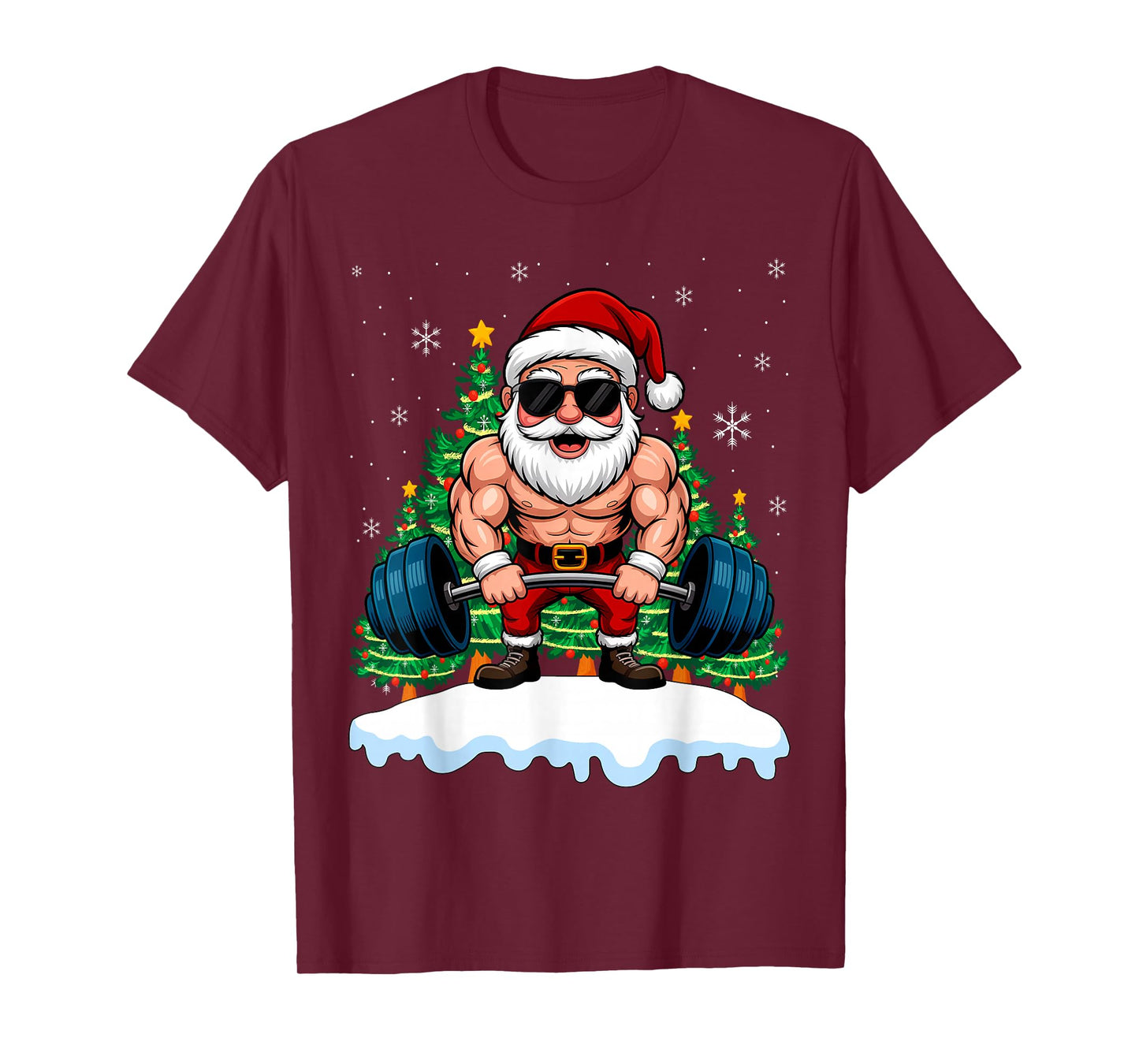 Santa Weightlifting Christmas Fitness Gym Deadlift Xmas Men T-Shirt