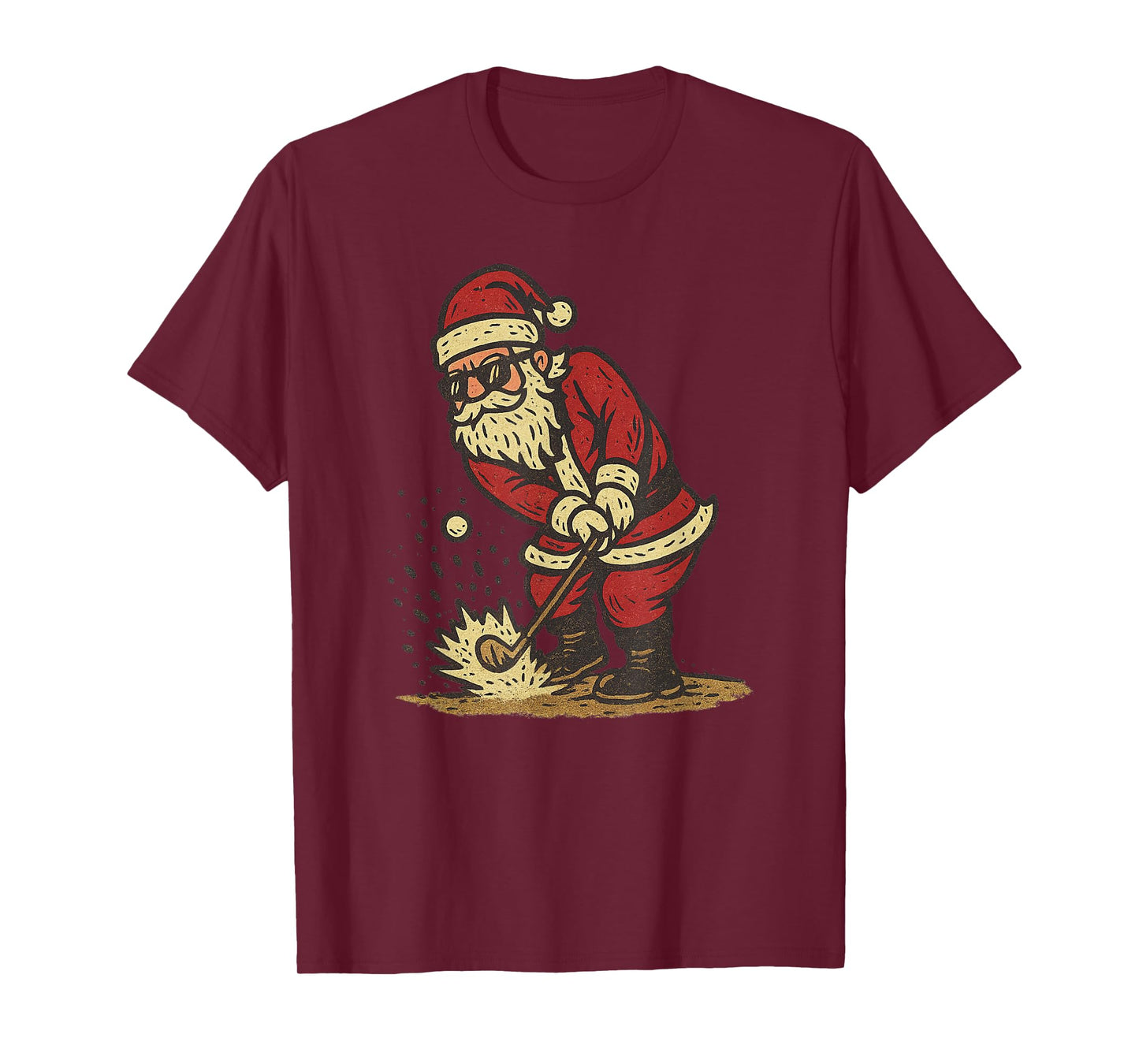 Santa Playing Golf Christmas Vintage Funny Xmas T-Shirt