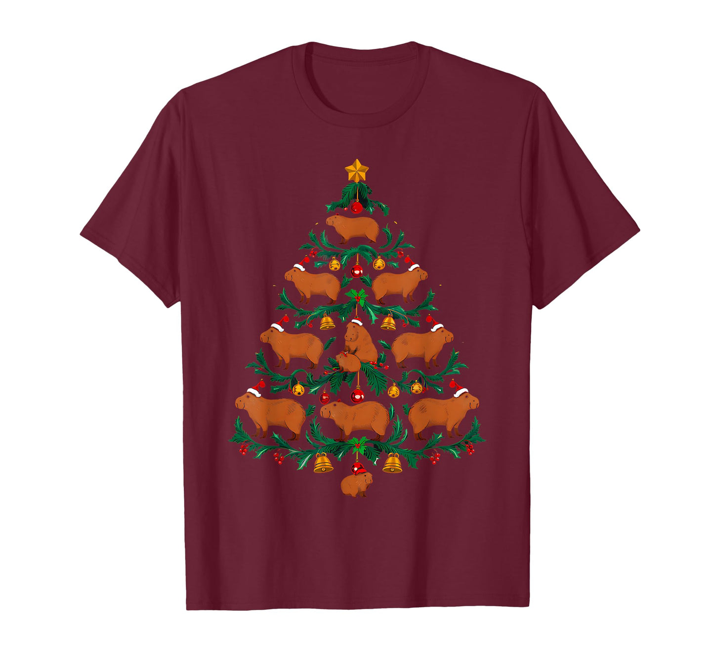 Capybara Christmas Tree Xmas Funny Christmas Capybara T-Shirt
