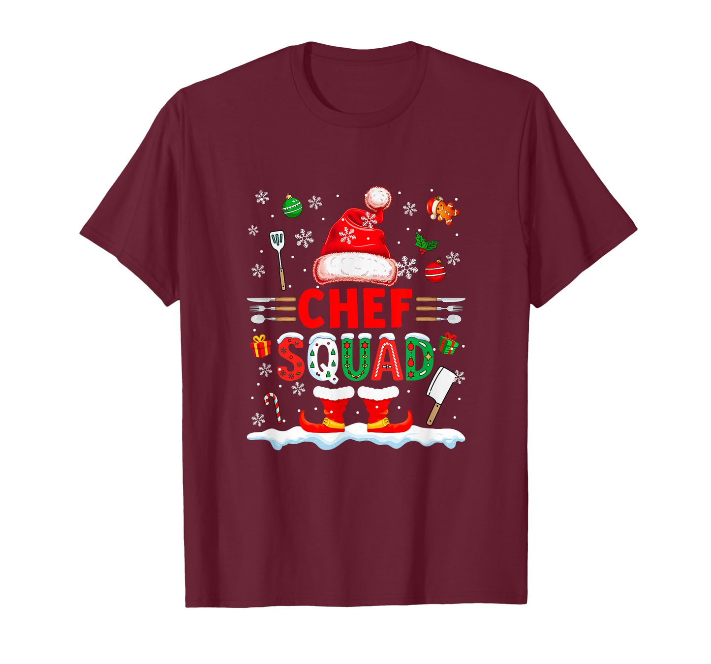 Chef Squad Men Job Christmas Santa Costume Bow Tie T-Shirt