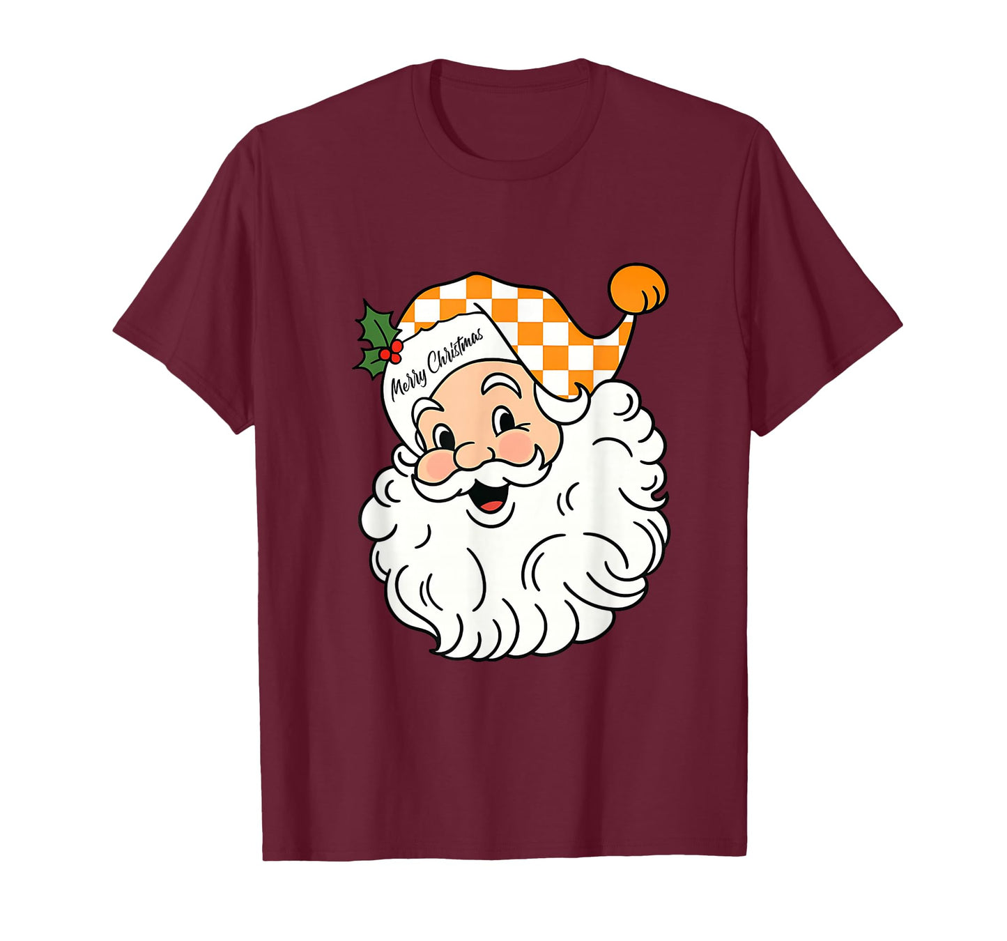 Tennessee Merry Christmas Santa Checkerboard Orange & White T-Shirt