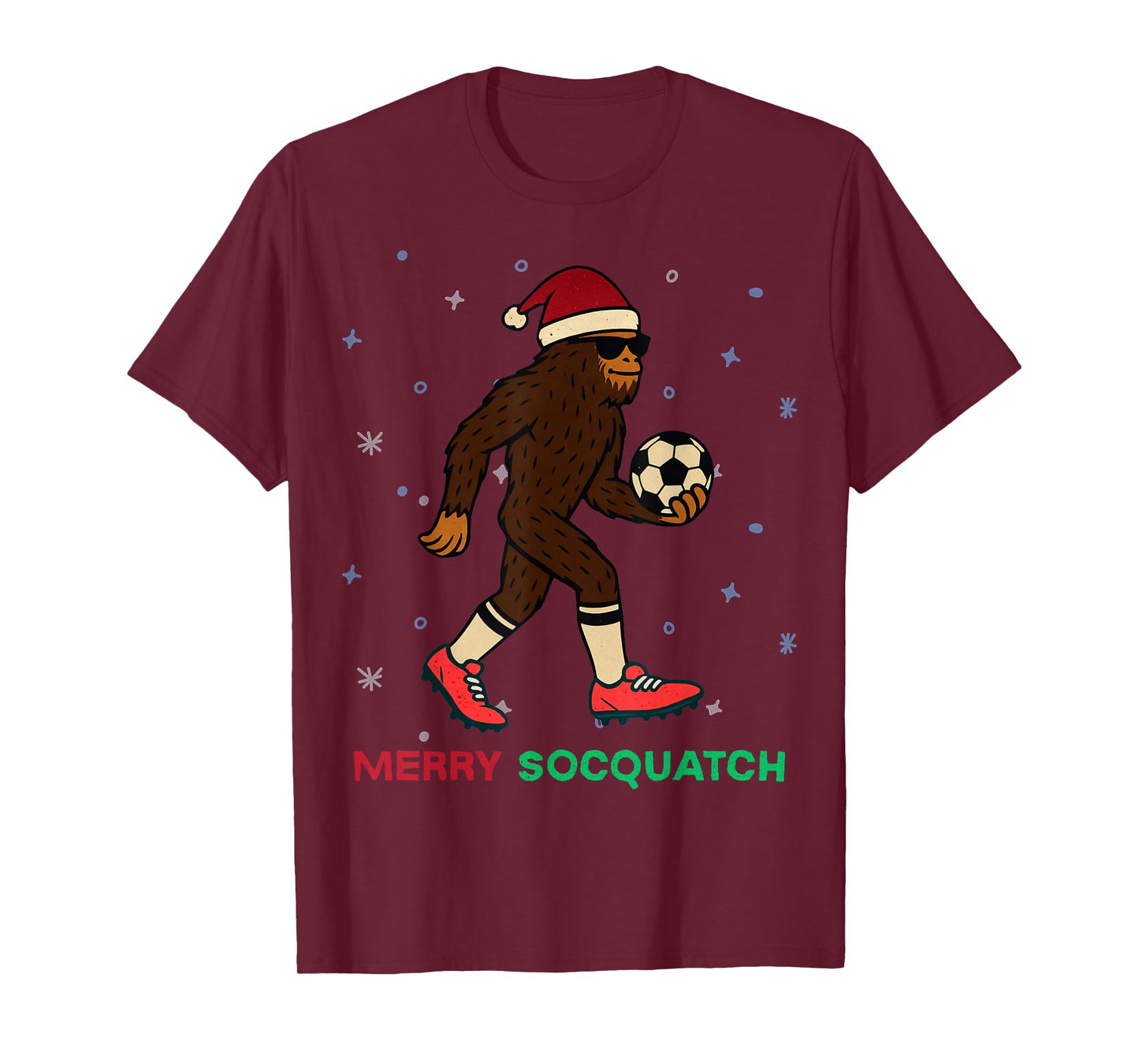 Sasquatch Playing Soccer Christmas Funny Xmas Holiday T-Shirt