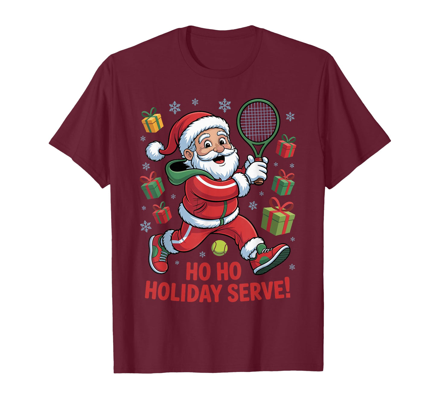 Santa Playing Tennis Funny Holiday Christmas Xmas Pajama T-Shirt
