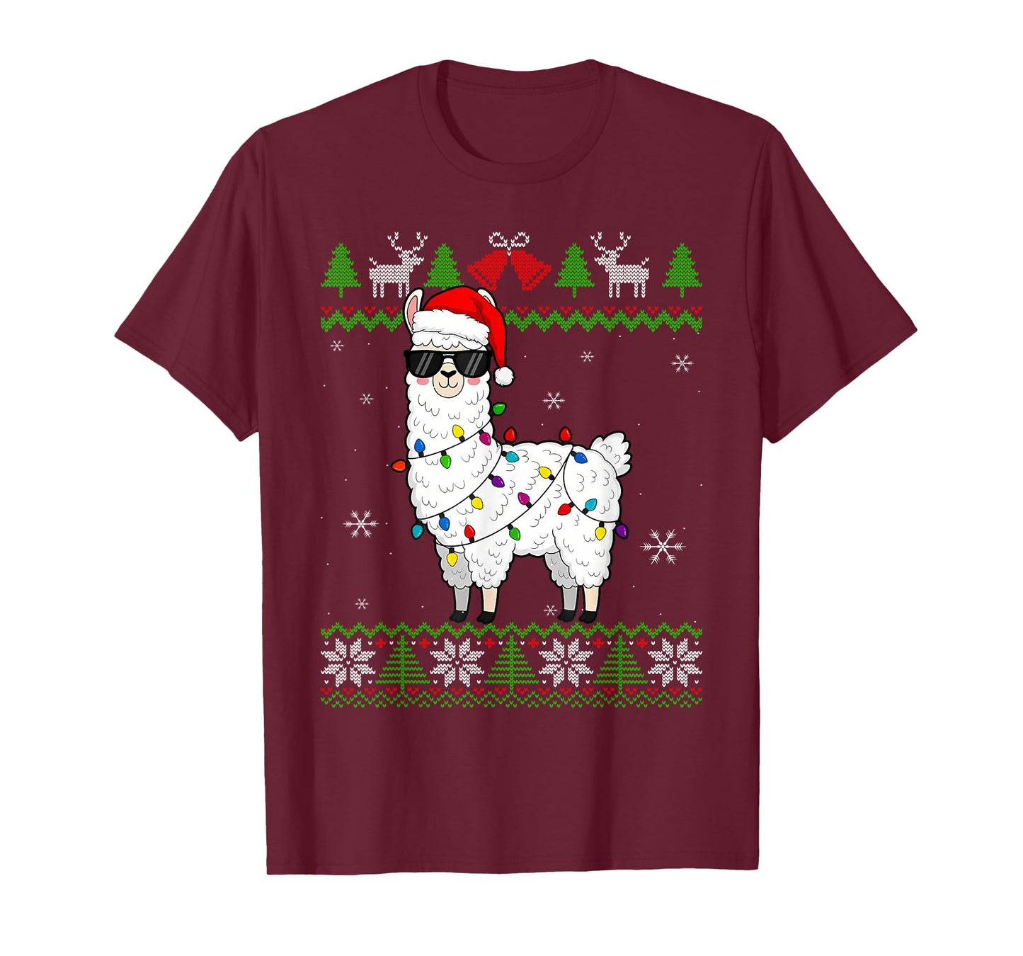 Christmas Llama Santa Hat Ugly Xmas Tree Alpaca T-Shirt