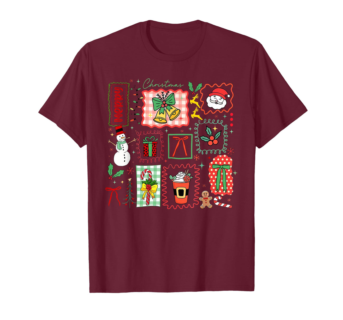 Coquette Bow Merry Christmas Xmas Santa Squad Holiday Funny T-Shirt