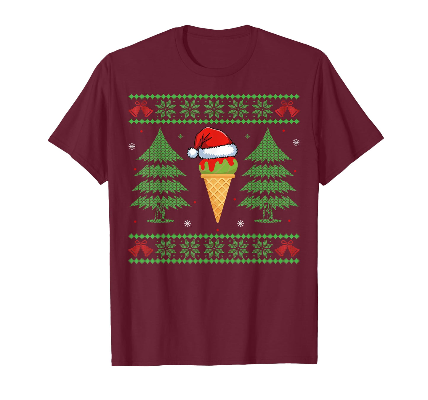 Funny Ice Cream Lover Xmas Santa Ugly Style Christmas T-Shirt