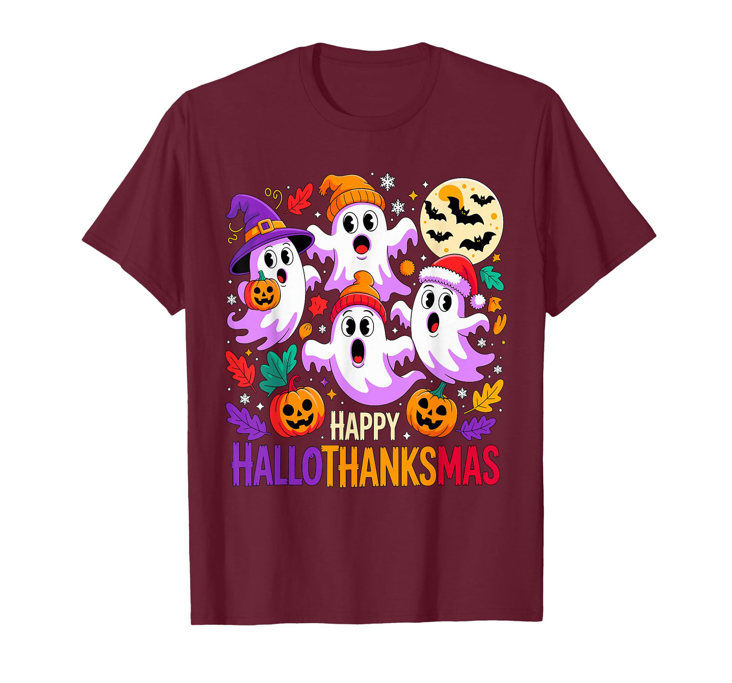 Happy Hallothanksmas Ghosts and Pumpkins T-Shirt