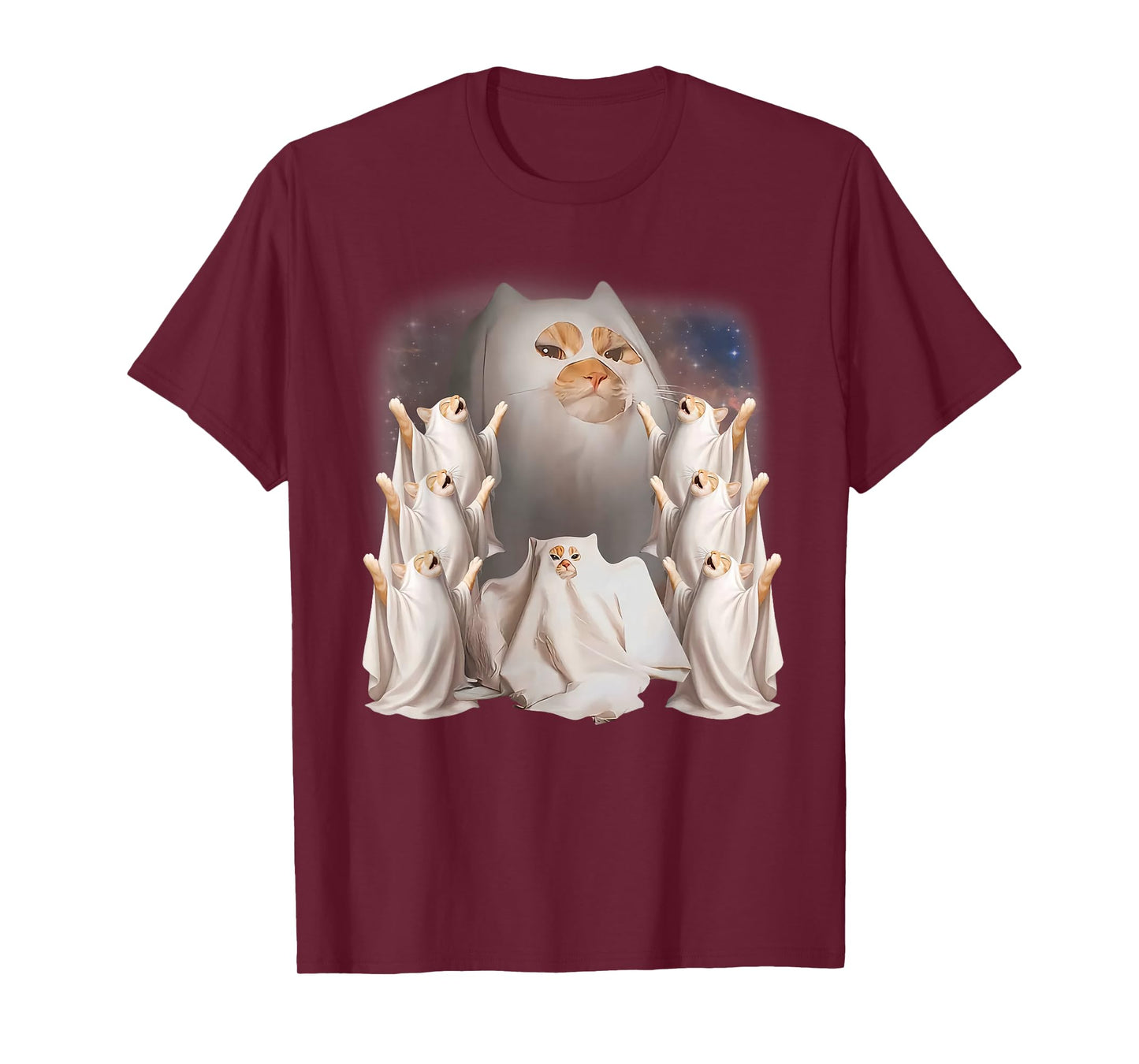 Vintage Ghost Cat Meme Funny Halloween Men Women Kids T-Shirt