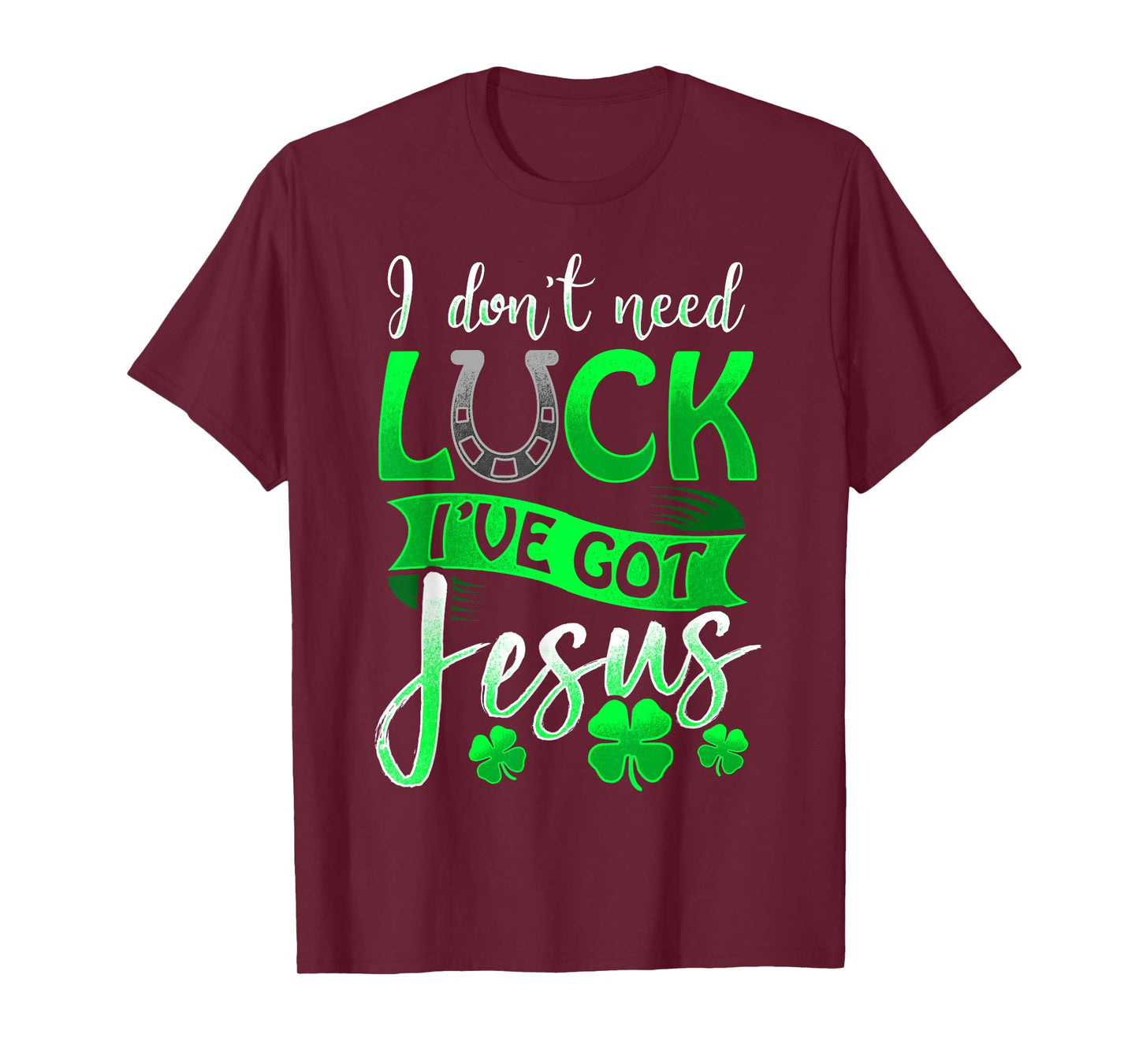 Lucky Irish Holiday by 3C St. Patrick's Day Christian Unisex Black Cotton/Polyester T-Shirt, Small, Short Sleeve, Round Neck, Casual, All Seasons, Letter Print, Horse & Jesus Theme